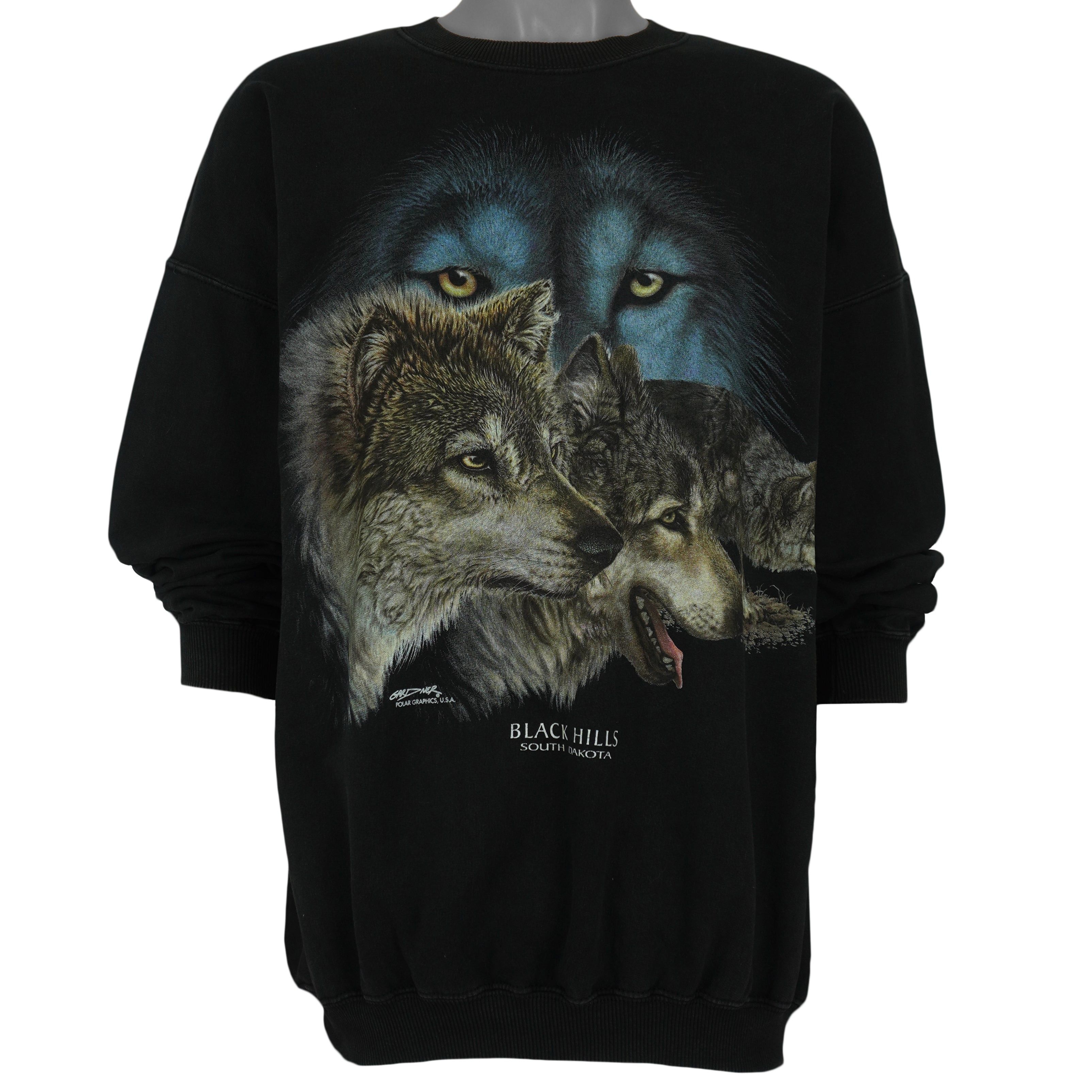 Gildan Vintage Black Hills Wolves Crew Neck Sweatshirt 2000s Size US XL / EU 56 / 4 - 2 Thumbnail