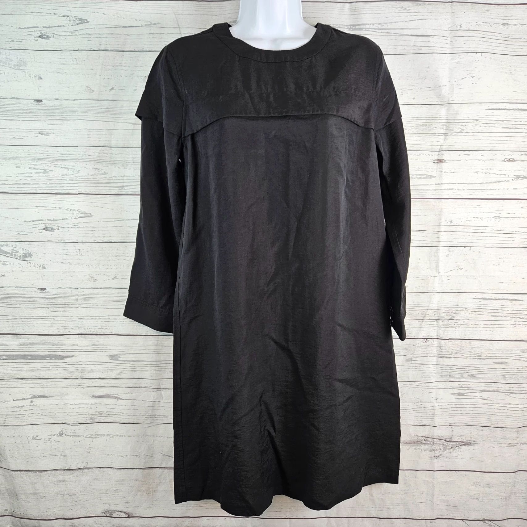 Vintage BLDWN Womens Annika Dress Solid Black Long Sleeve Lyocell Sz S Mini Short Length Mens Size S / US 4 / IT 40 - 2 Thumbnail