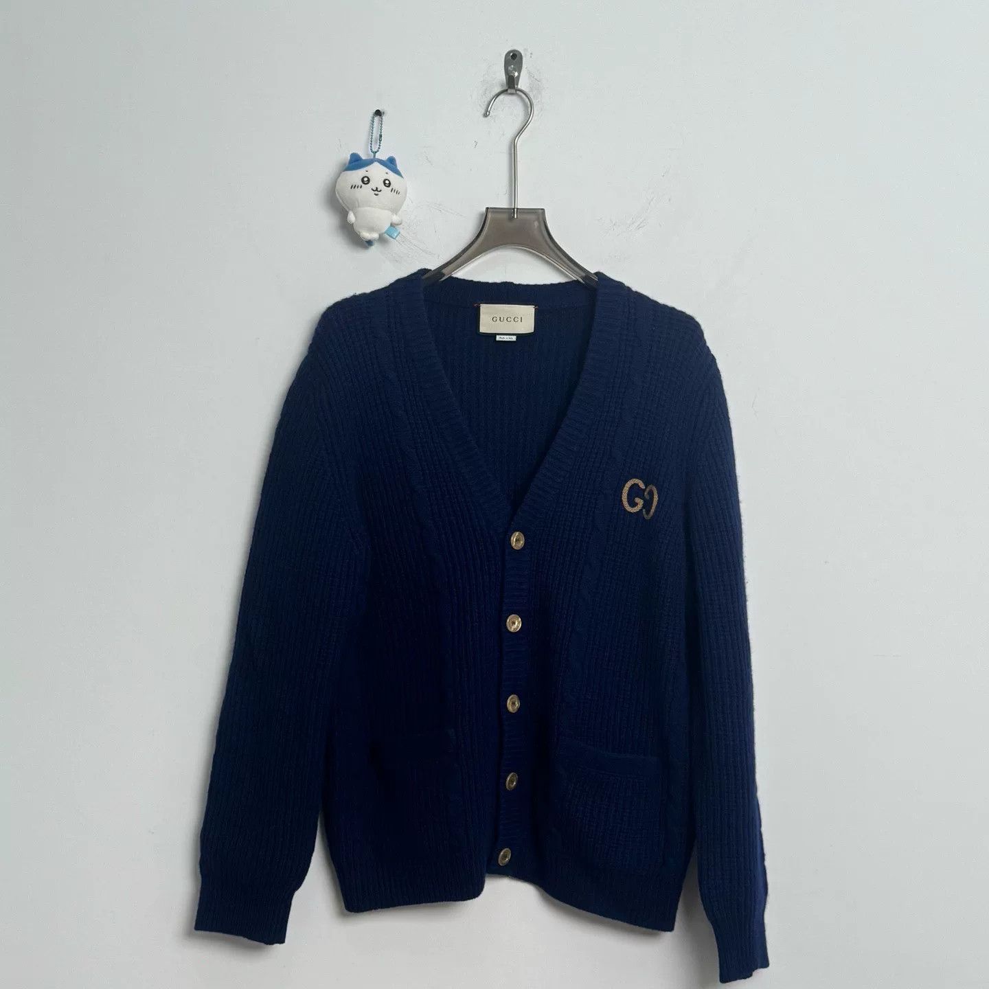 Gucci Gucci Blue Wool V-Neck Cardigan Size US XL / EU 56 / 4 - 1 Thumbnail