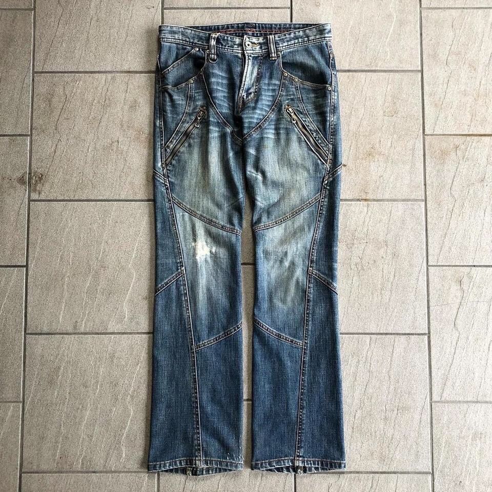 image of Nicole Club For Men Panelled Detail Denim Jeans in Blue (Size 30)
