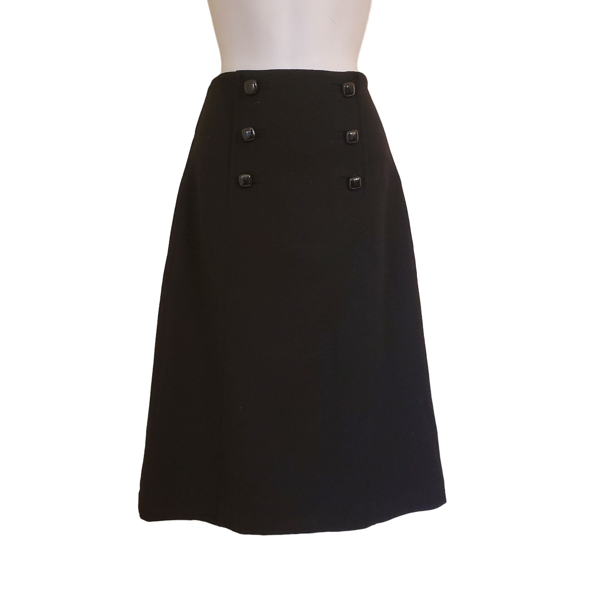 Banana Republic Banana Republic 2 Black Wool Pencil Skirt Double Breasted Ac Size 26" / US 2 / IT 38 - 1 Thumbnail