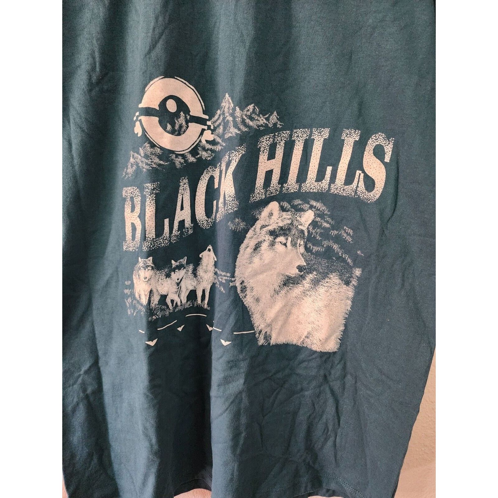 Jerzees Vintage Wolf Shirt Green Jerzees Black Hills T-Shirt Tee 90s Size US L / EU 52-54 / 3 - 3 Thumbnail