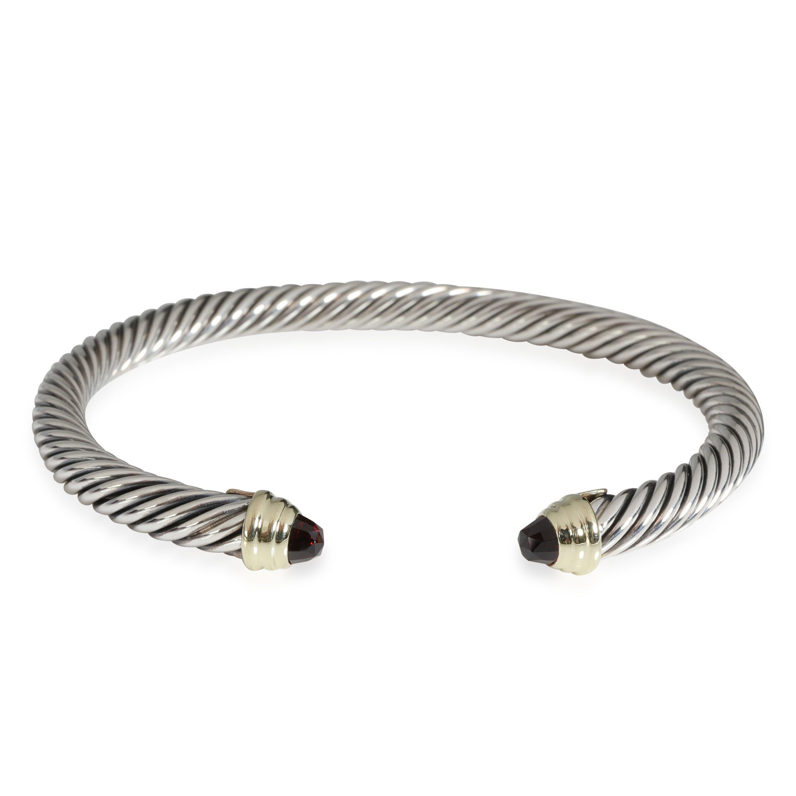 David Yurman Cable Garnet Cuff in 14K Yellow Gold/Sterling Silver