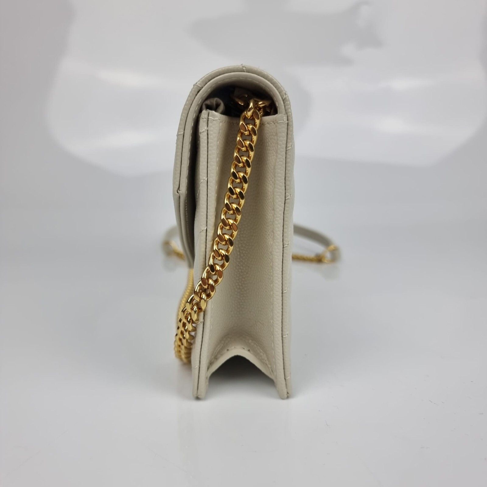 Saint Laurent Paris SAINT LAURENT Cassandre Envelope Crema Soft Grained Leather Size ONE SIZE - 4 Thumbnail