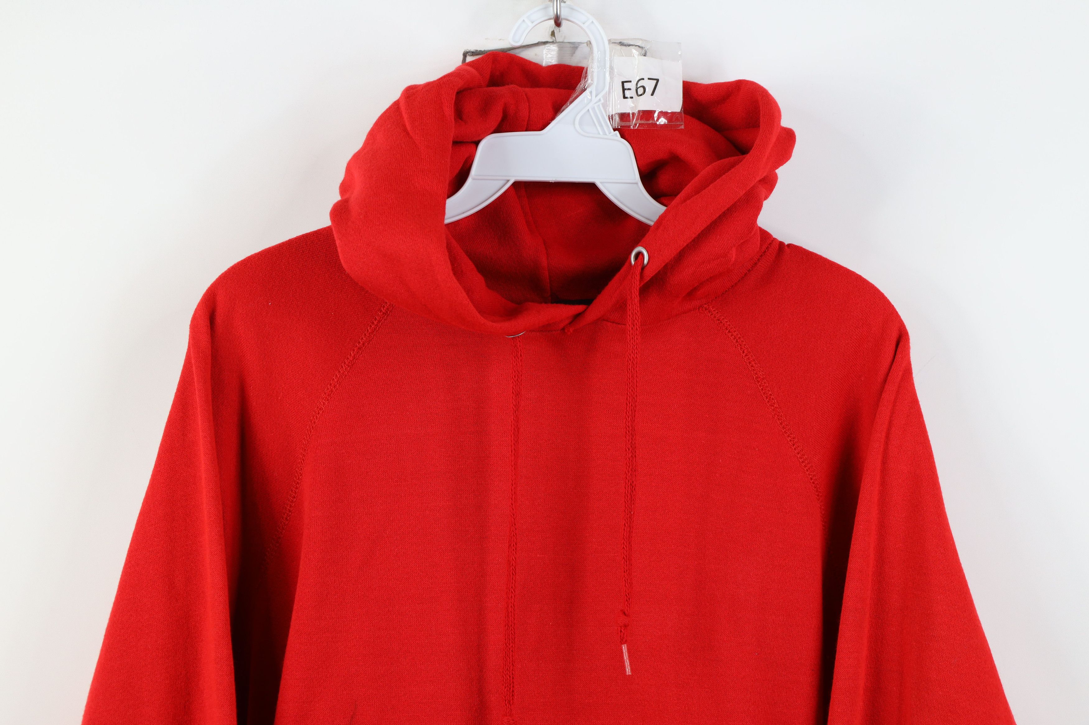 Vintage Vintage 70s Streetwear Faded Blank Hoodie Sweatshirt Red USA Size US M / EU 48-50 / 2 - 2 Thumbnail