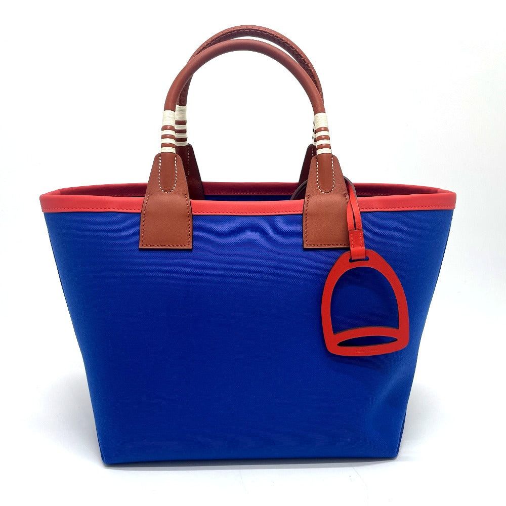 Hermes Steeple 25 Briefcase Tote Bag Shoulder Handbag Toile Ash Women Blue