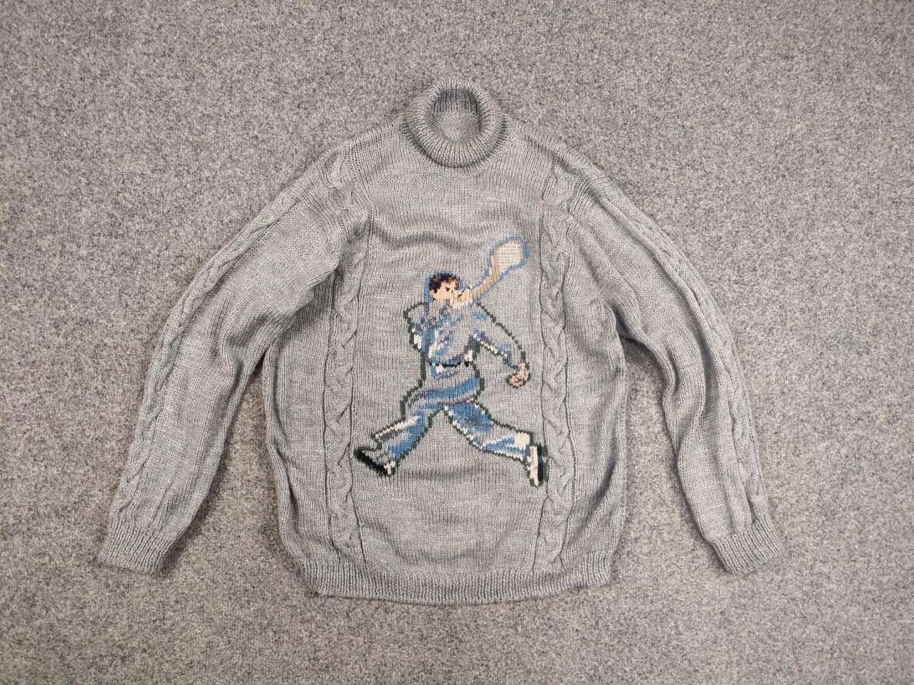 Japanese Brand Vintage 90's handmade Knit Sweater with big tennis player Size US S / EU 44-46 / 1 - 11 Thumbnail