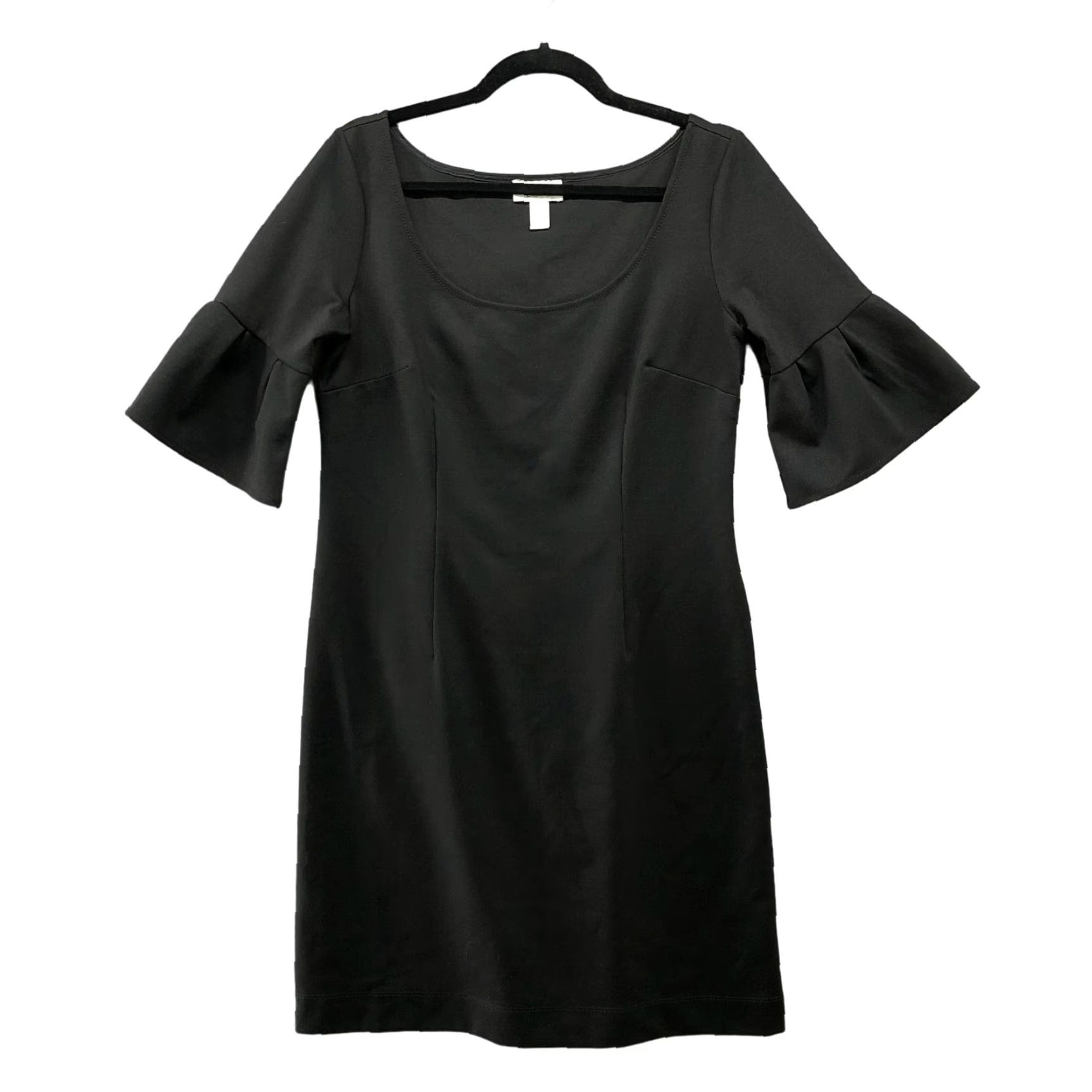 Loft LOFT Black Sheath Dress Size 8 Scoop Neck Bell Sleeve 1/2 Sleeve Career Work Dress Size M / US 6-8 / IT 42-44 - 2 Thumbnail