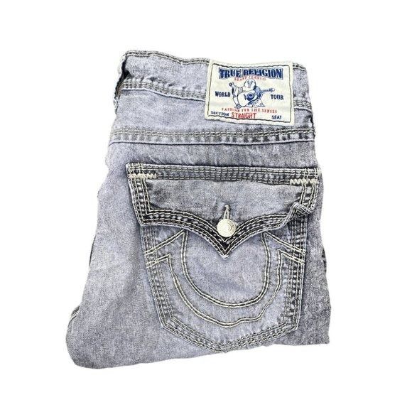 GREY & WHITE authentic STITCH TRUERELIGION JEANS SIZE 33