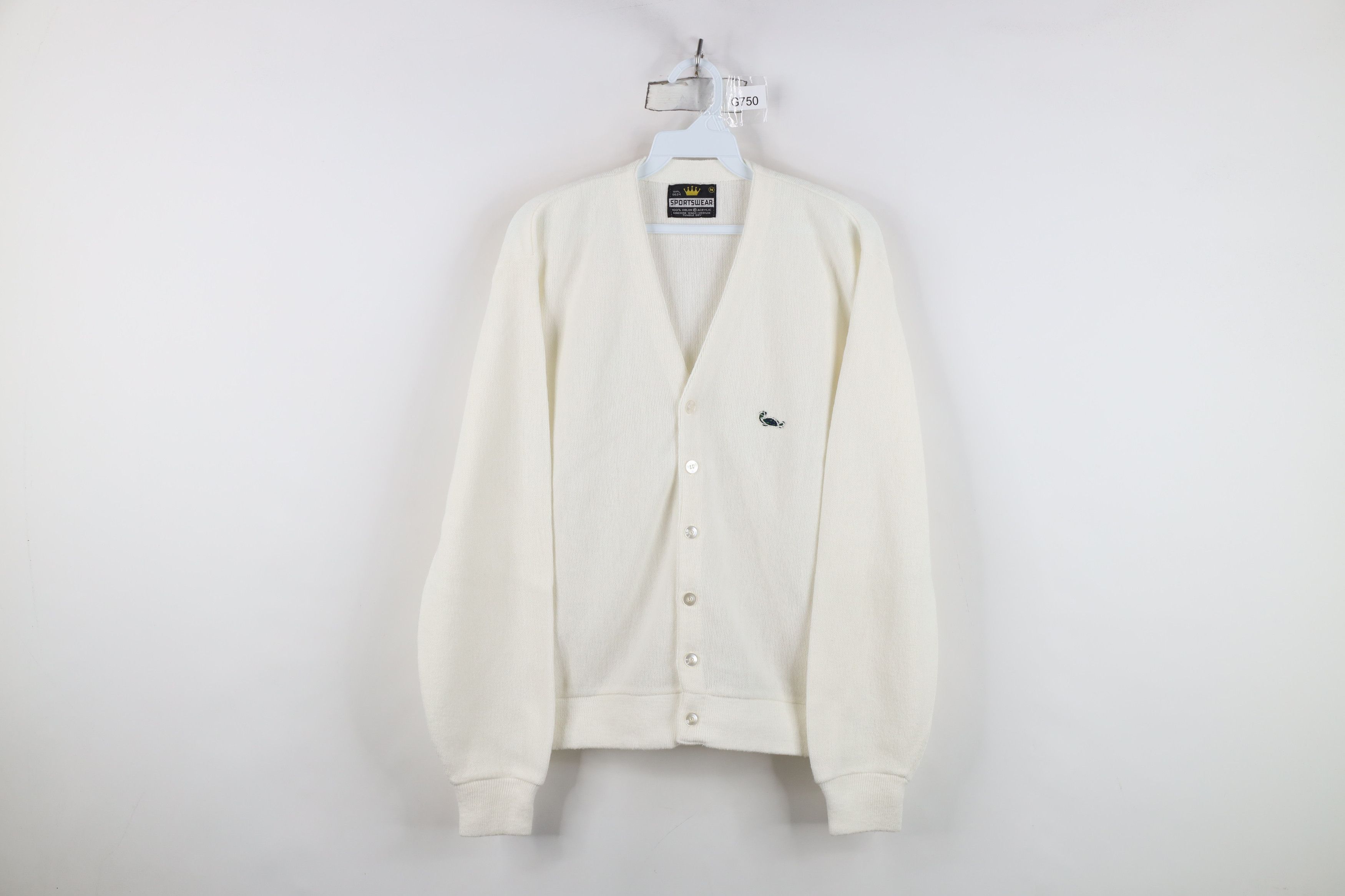 Vintage Vintage 60s Streetwear Knit Cardigan Sweater White USA Size US L / EU 52-54 / 3 - 1 Thumbnail