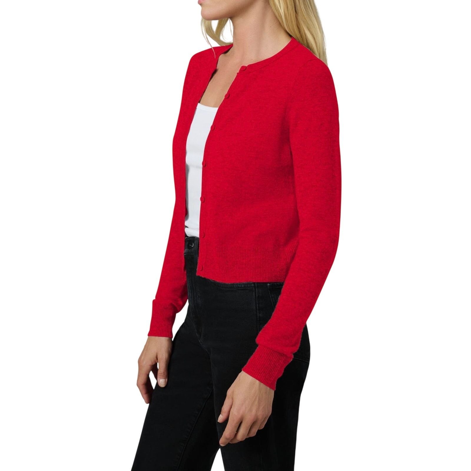 Joe's the Dani Cashmere Button Crop Cardigan Holiday Red Small Size S / US 4 / IT 40 - 6 Thumbnail