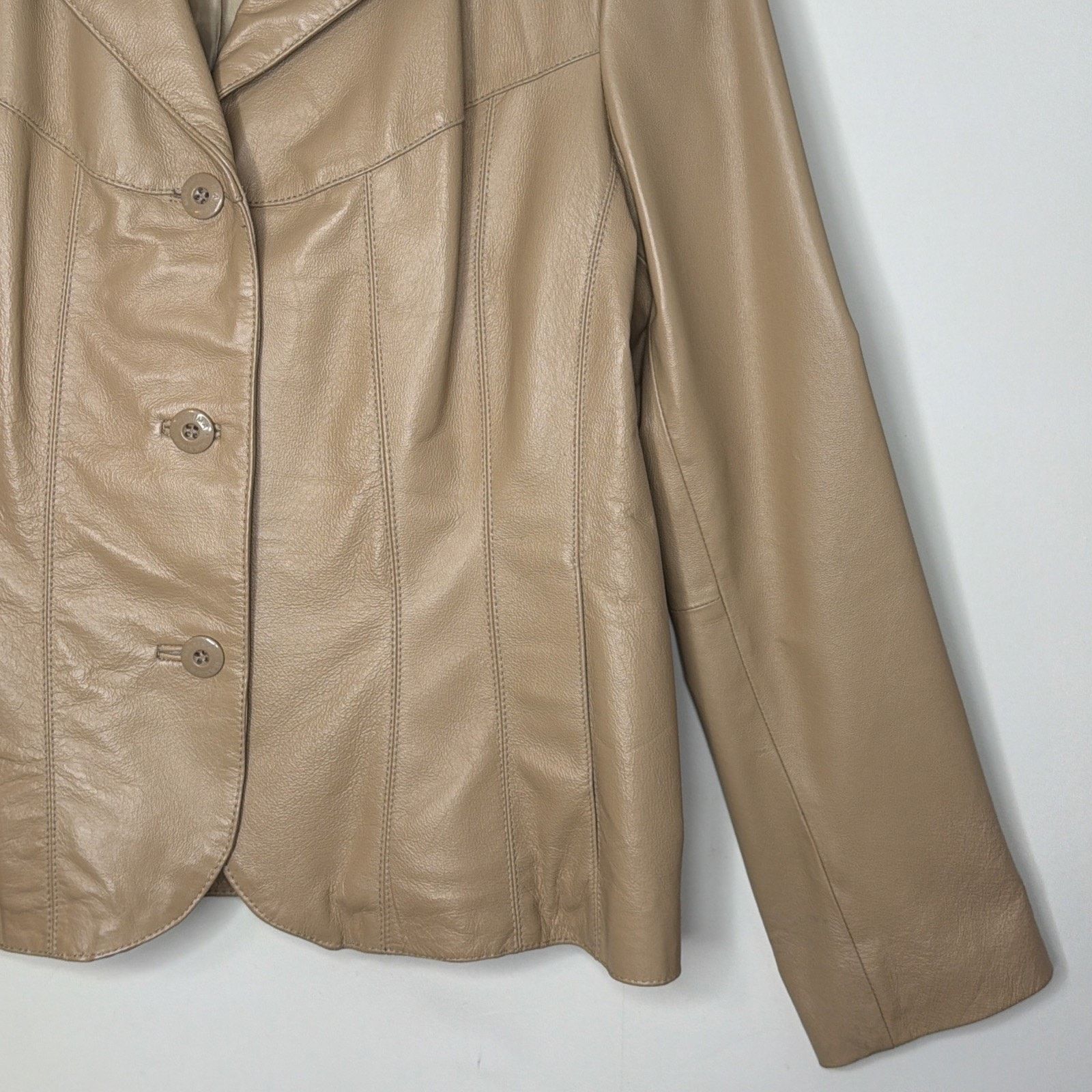 Wilsons Leather WILSONS Leather Maxima Women's L Button Front Lined TAN Size L / US 10 / IT 46 - 4 Thumbnail