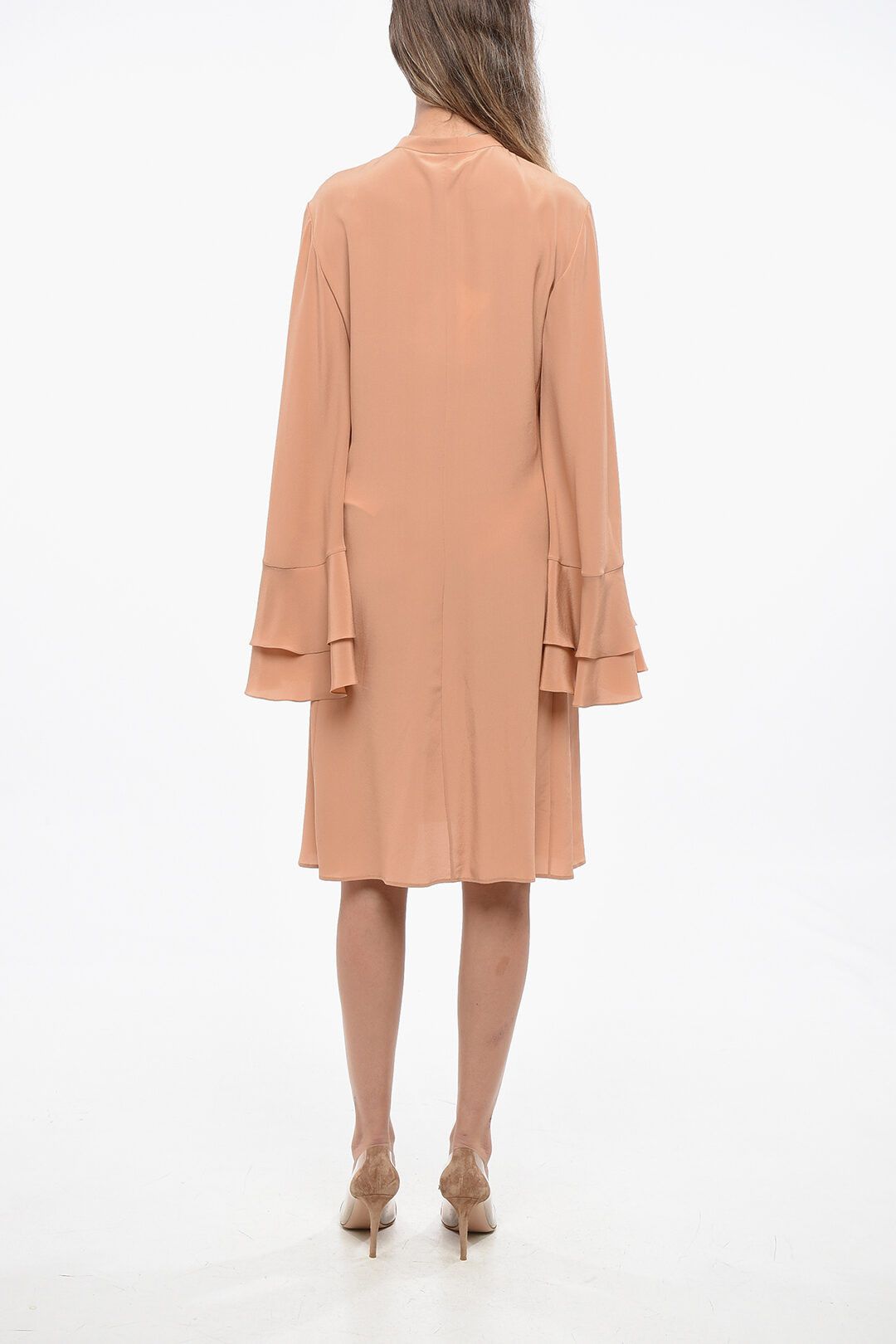 Chloe og1mm1125 Silk Shirtdress in Beige Size M / US 6-8 / IT 42-44 - 2 Thumbnail