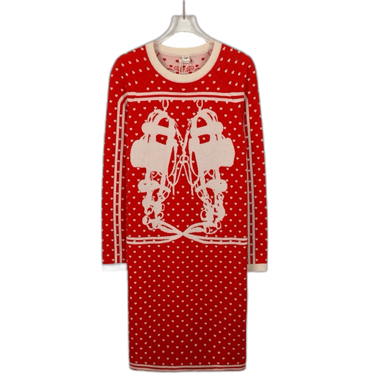Hermes Hermes Red Pattern Cashmere Silk Dress-yf Size US 34 / EU 50 - 1 Thumbnail