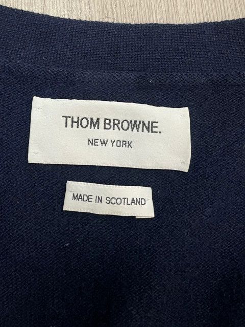 Thom Browne Thom browne Dark blue four-striped cashmere cardigan jacket Size US S / EU 44-46 / 1 - 5 Thumbnail