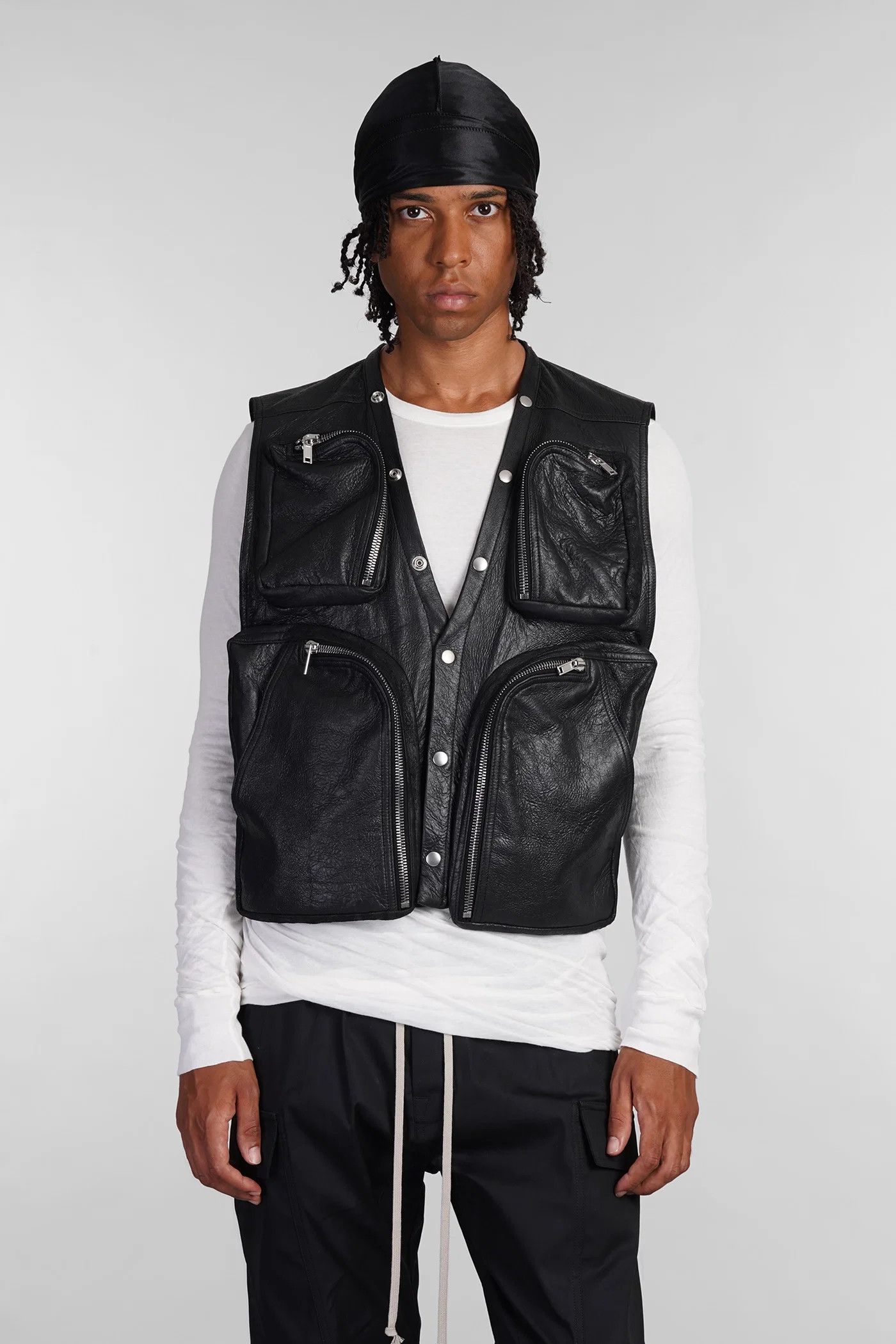 Rick Owens EU50 Zip Blistered Lamb Leather Cargo Vest FW24 Porterville Size US M / EU 48-50 / 2 - 23 Thumbnail