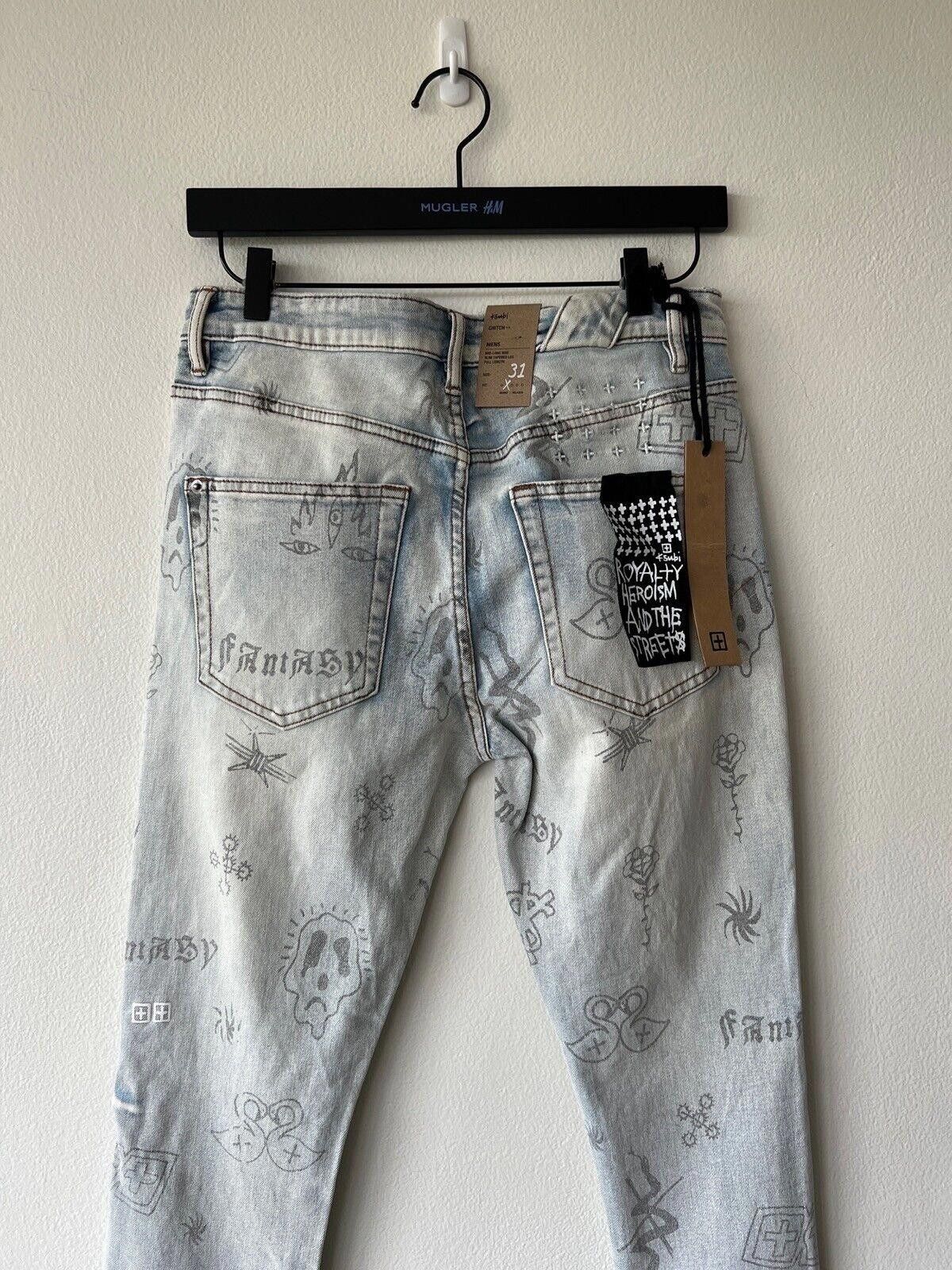 Ksubi new Ksubi mens denim jean chitch 31 blue stik n poke print Size US 31 - 6 Thumbnail