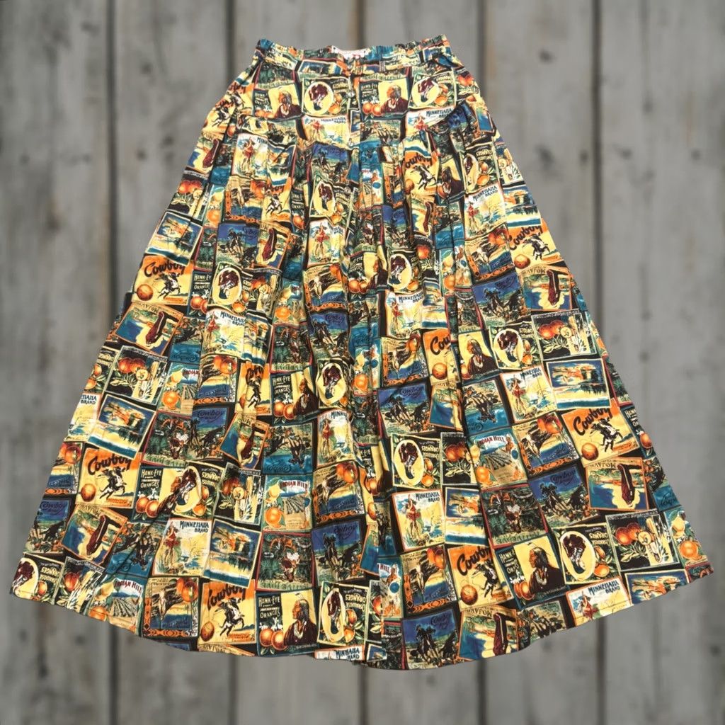 Vintage VINTAGE Skirt Western Novelty Print MIDI-LENGTH 80s R.D Women's L Made In USA Size 36" / US 14 / IT 50 - 1 Thumbnail