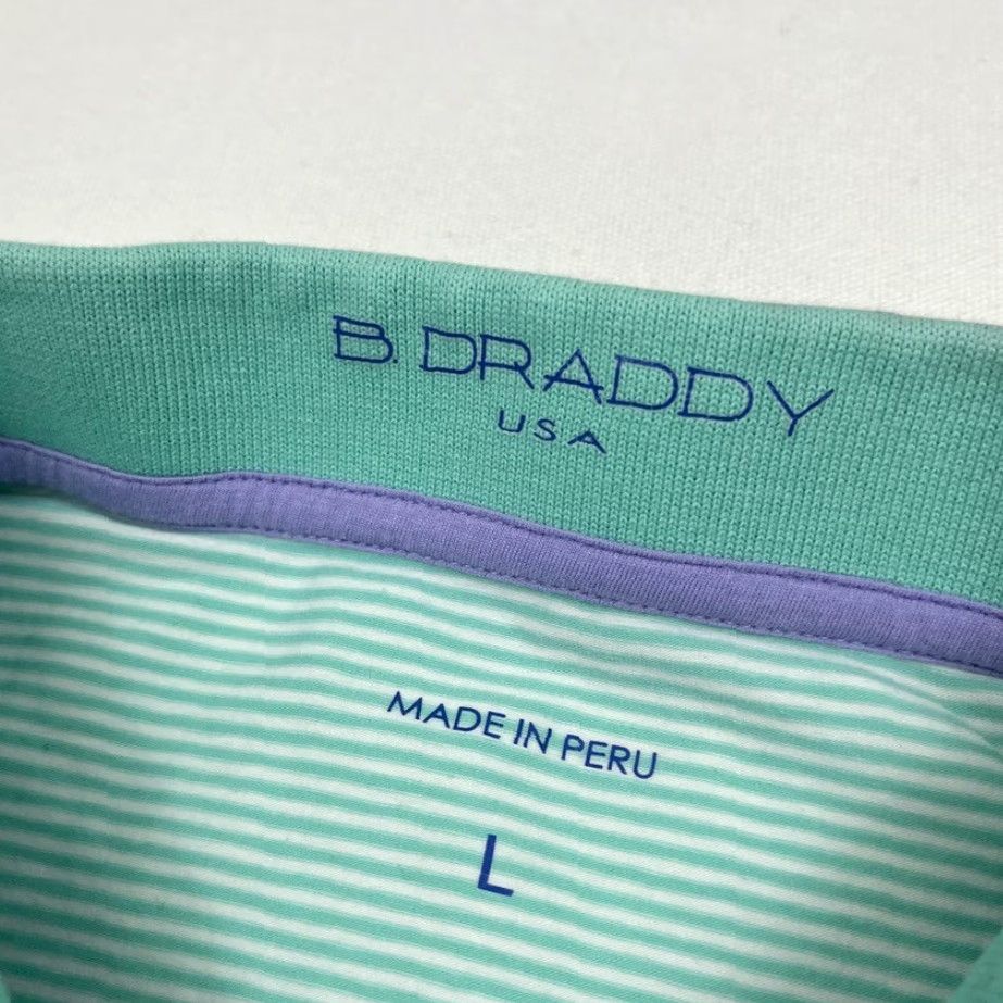 Vintage VINTAGE B. Draddy Polo Shirt Mens L Green Striped Rehoboth Beach Golf Performance Sport Size US L / EU 52-54 / 3 - 2 Thumbnail