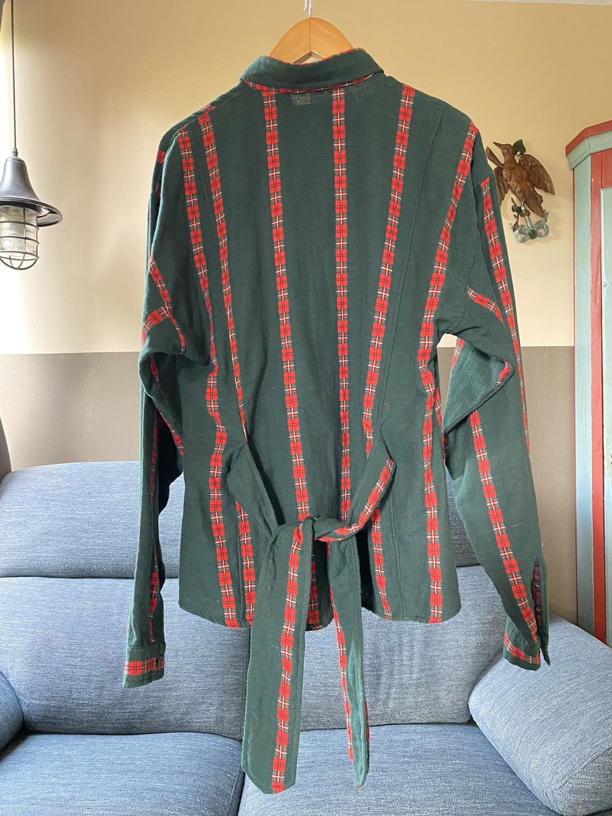 Designer × Vintage NARA CAMICE Green Long-Sleeve Shirt with Red Stripes Size M / US 6-8 / IT 42-44 - 3 Thumbnail