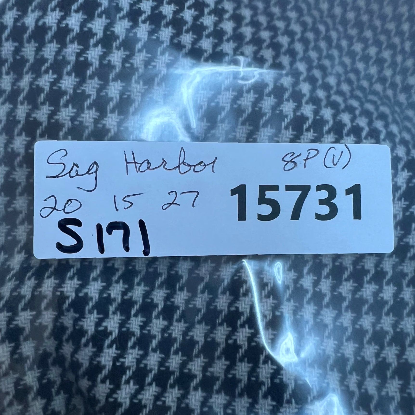 VINTAGE Sag Harbor Blazer Jacket Wool Blend Black White Velvet Collar Women 8P Houndstooth Button Mid-Length Long Sleeve Tailored 90s