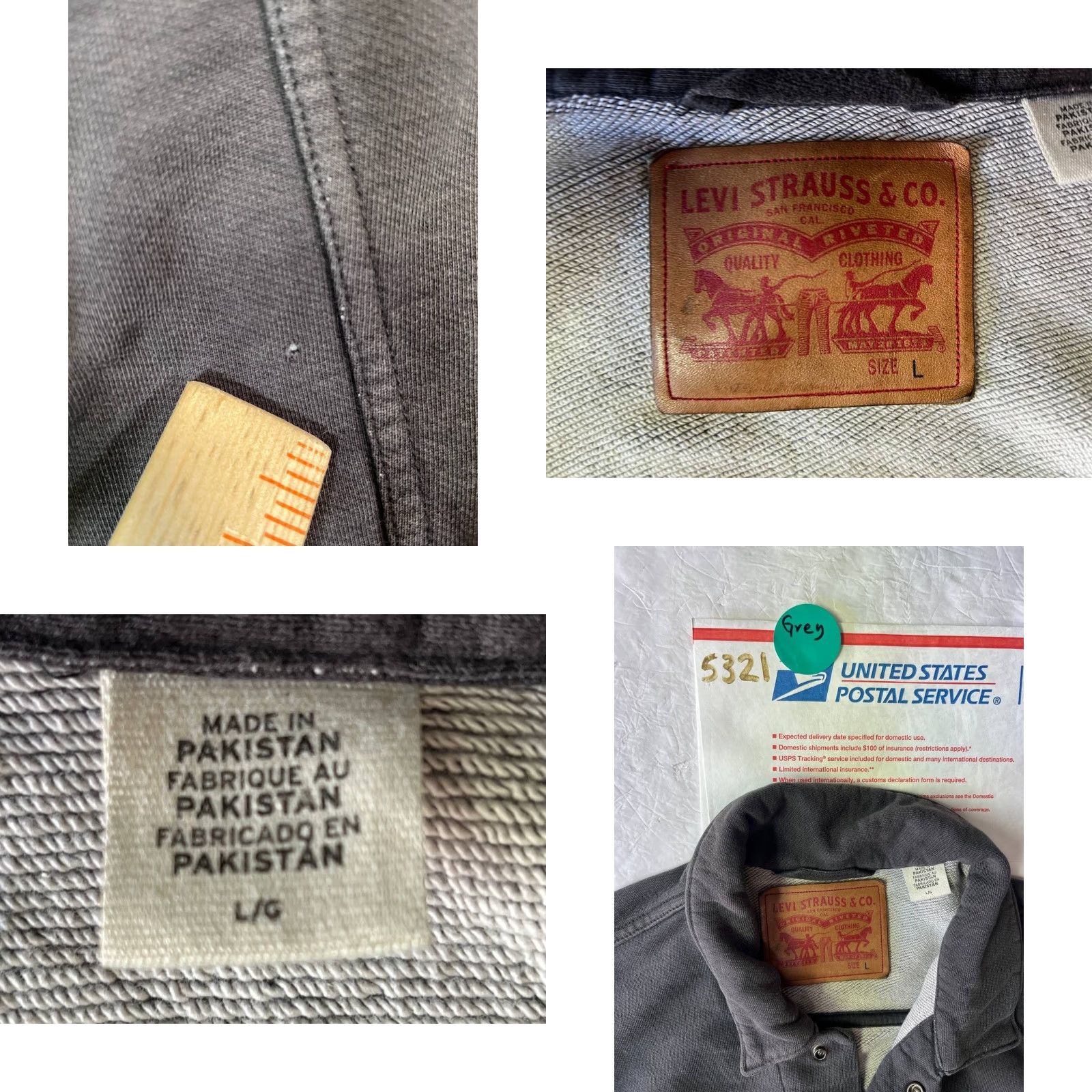 Levi's Levi’s Jacket Bomber Gray Cotton Fleece Men L See Paint Satins Size US L / EU 52-54 / 3 - 9 Thumbnail