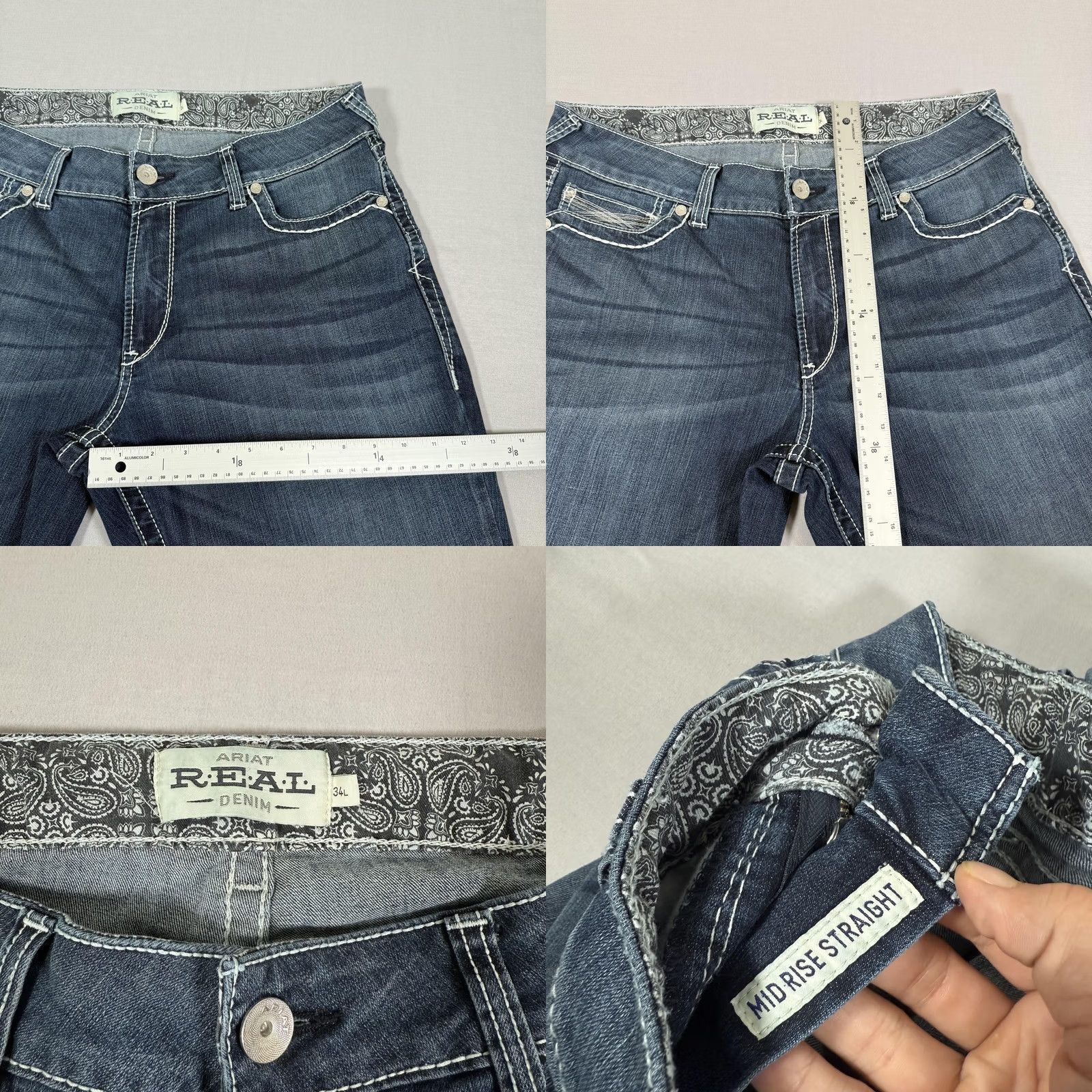Ariat Ariat Jeans Womens 34L Blue Mid Rise Straight Fit Stretch Denim Pants Work Size 24" / US 00 / IT 34 - 8 Thumbnail
