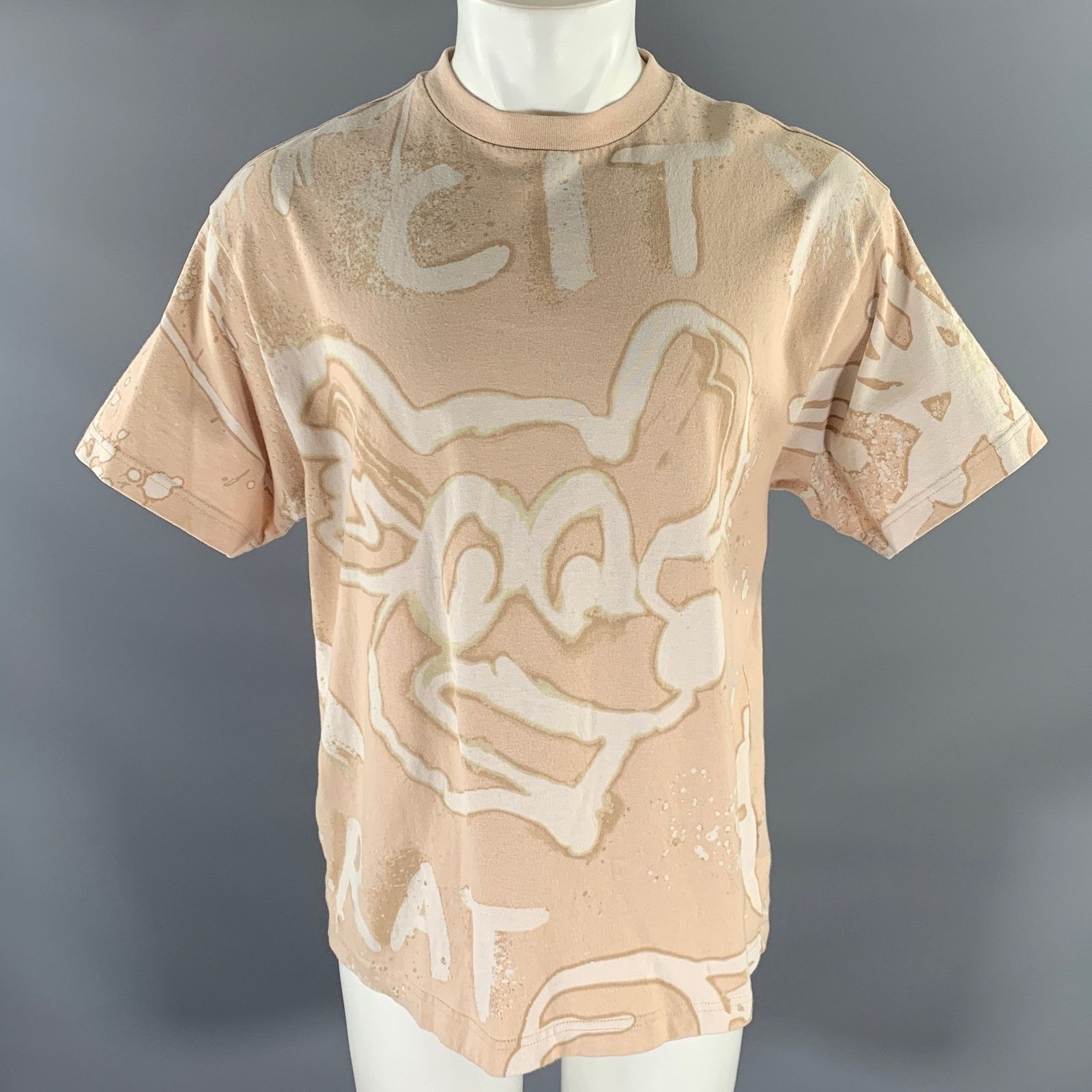 Acne Studios ACNE STUDIOS XXS Tan White Graphic Cotton Crew-Neck T-shirt Size US XXS / EU 40 - 1 Thumbnail