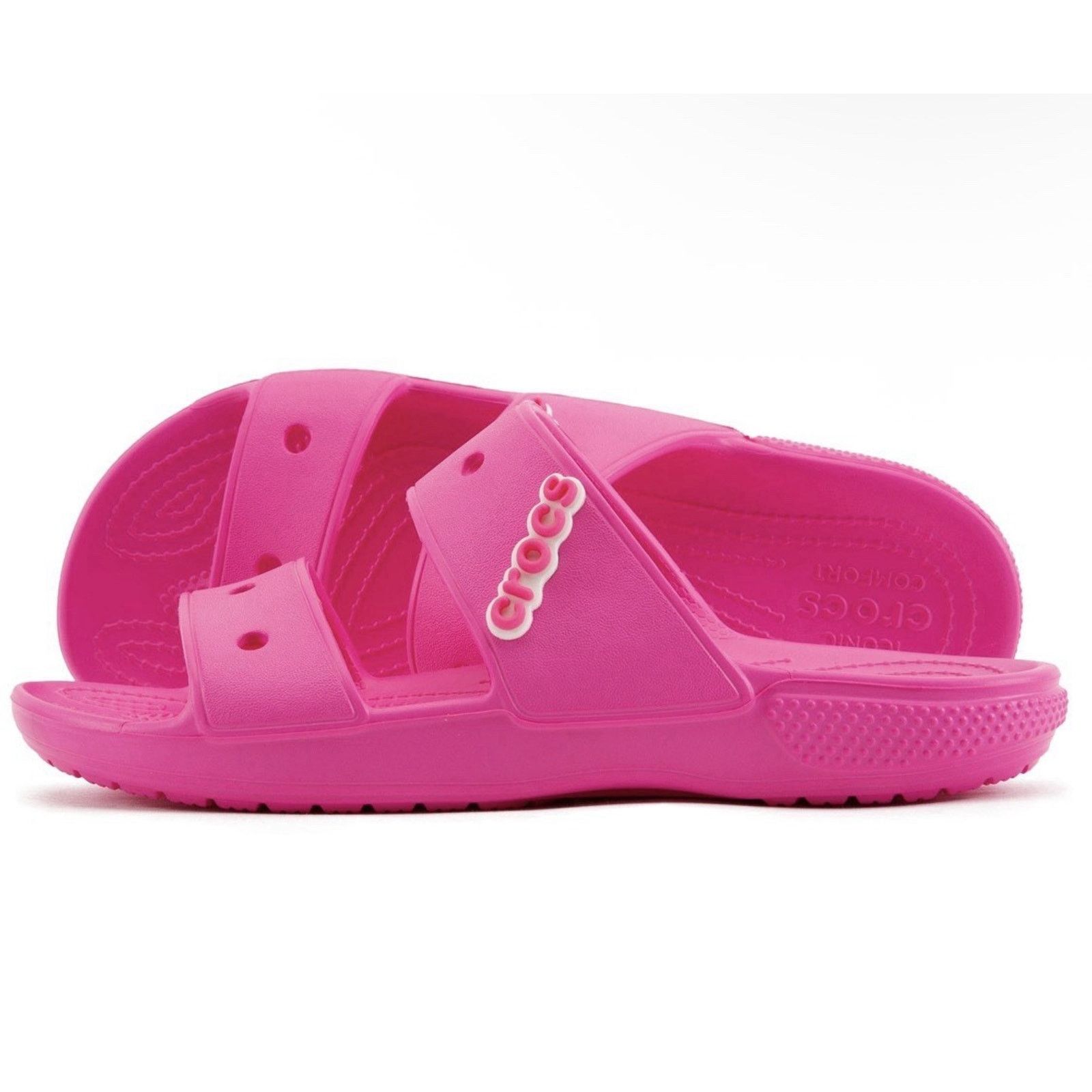 Crocs Crocs Classic Double Strap Bright Pink 9W Sandals Slides Size US 9 / IT 39 - 2 Thumbnail