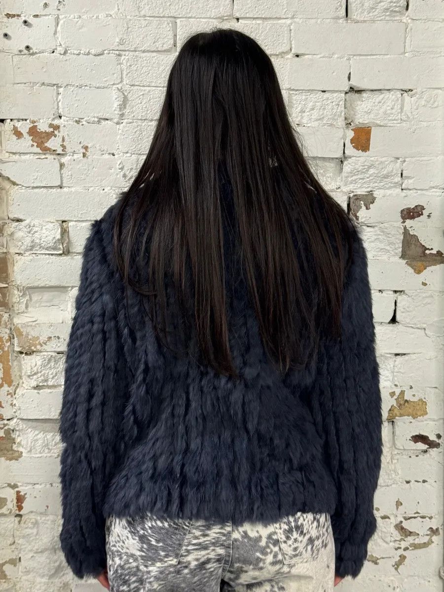 Marc Jacobs 2010s Marc Jacobs Navy Rabbit Fur Officer Jacket Size M / US 6-8 / IT 42-44 - 3 Thumbnail
