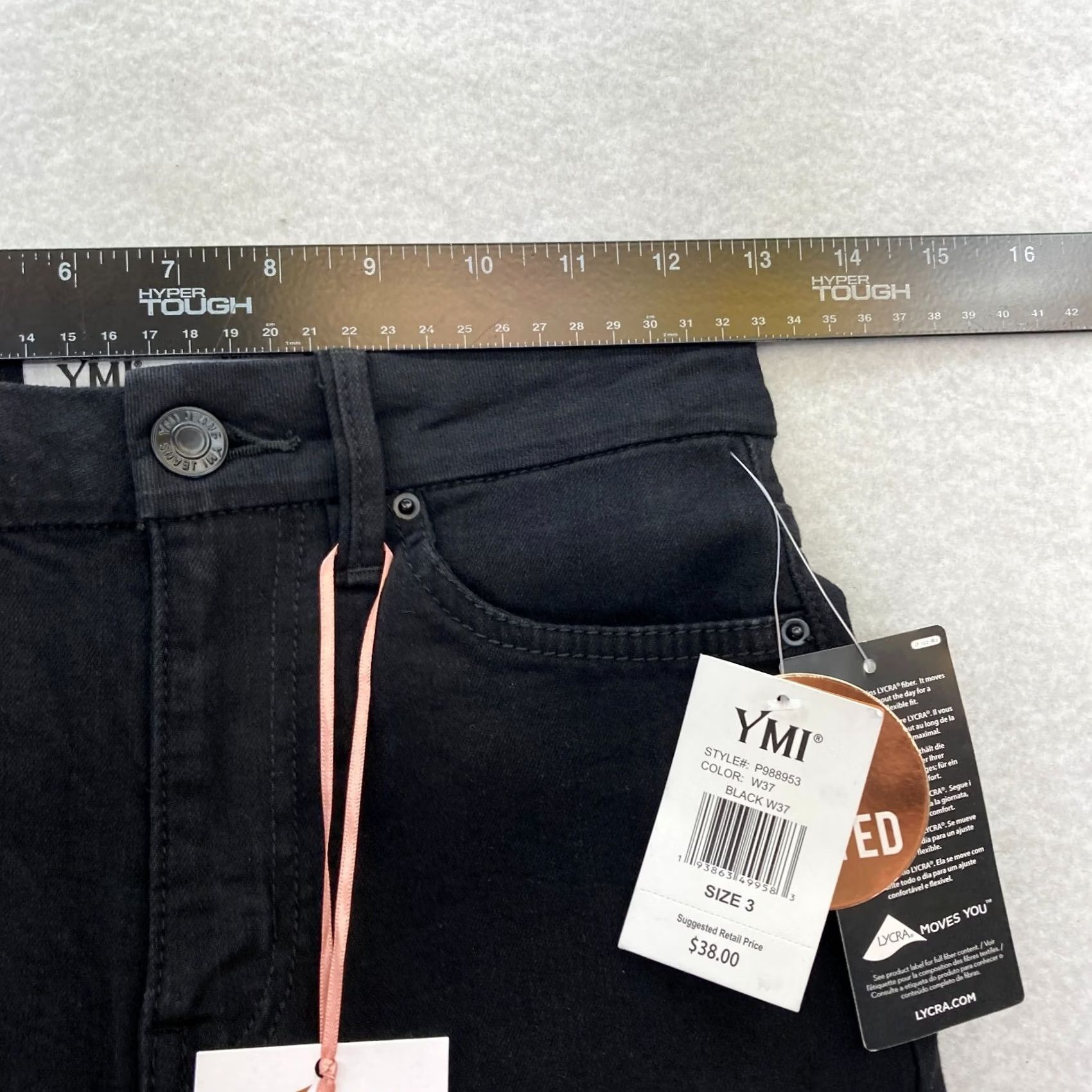 Vintage YMI Jeans Juniors Curvy Skinny Ultra High Waisted Black Stretch Denim Slim Rise 10" Inseam 29" 26 Waist 3/26 Womens Size 26" / US 2 / IT 38 - 6 Thumbnail