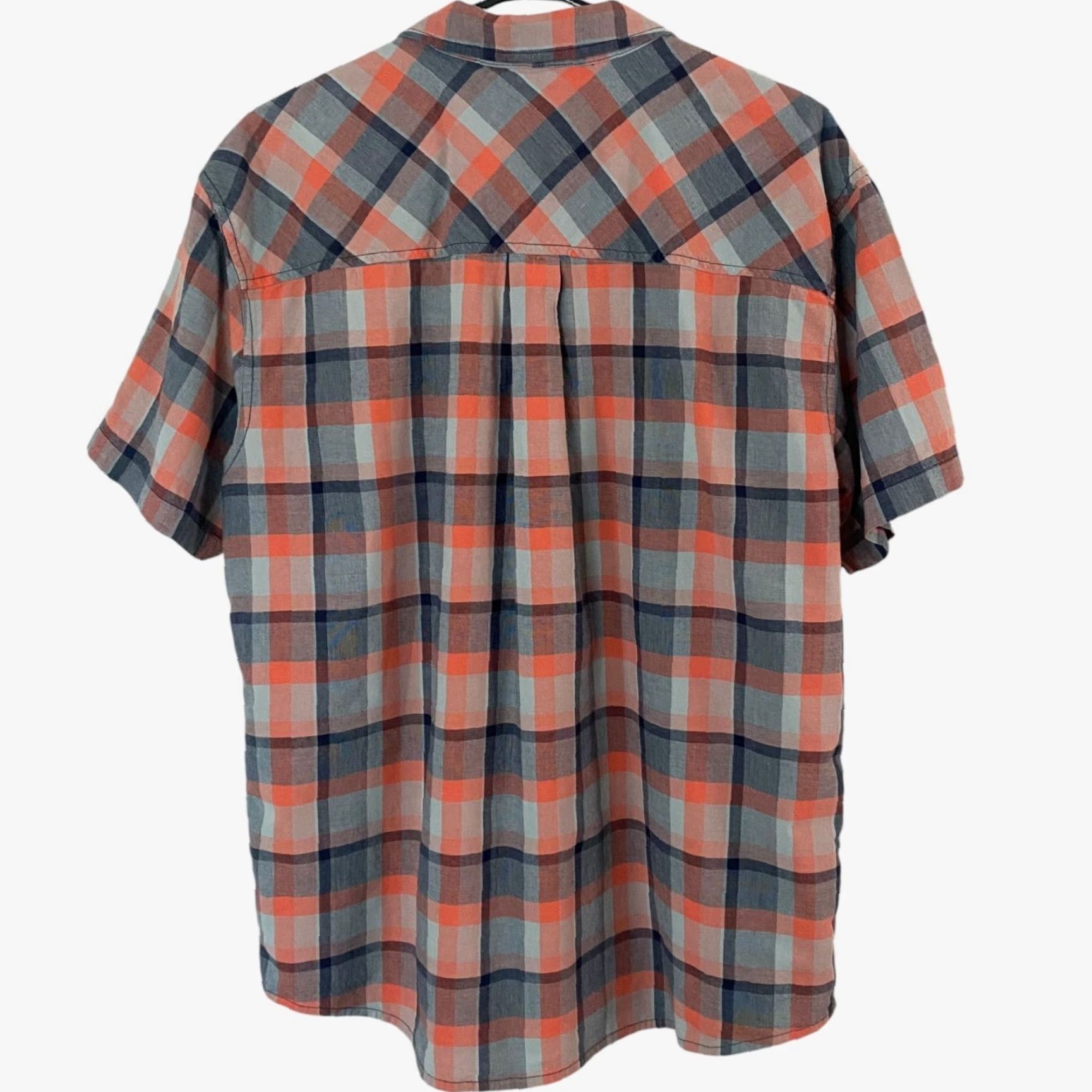 Prana prAna Bryner Sport Shirt Gray/Orange Plaid Men's XL Short-Sleeve Button-Up Size US XL / EU 56 / 4 - 3 Thumbnail