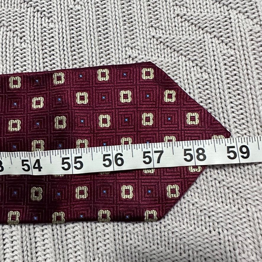 Vintage Vintage Bruno Piattelli maroon geometric floral silk tie Size ONE SIZE - 4 Thumbnail