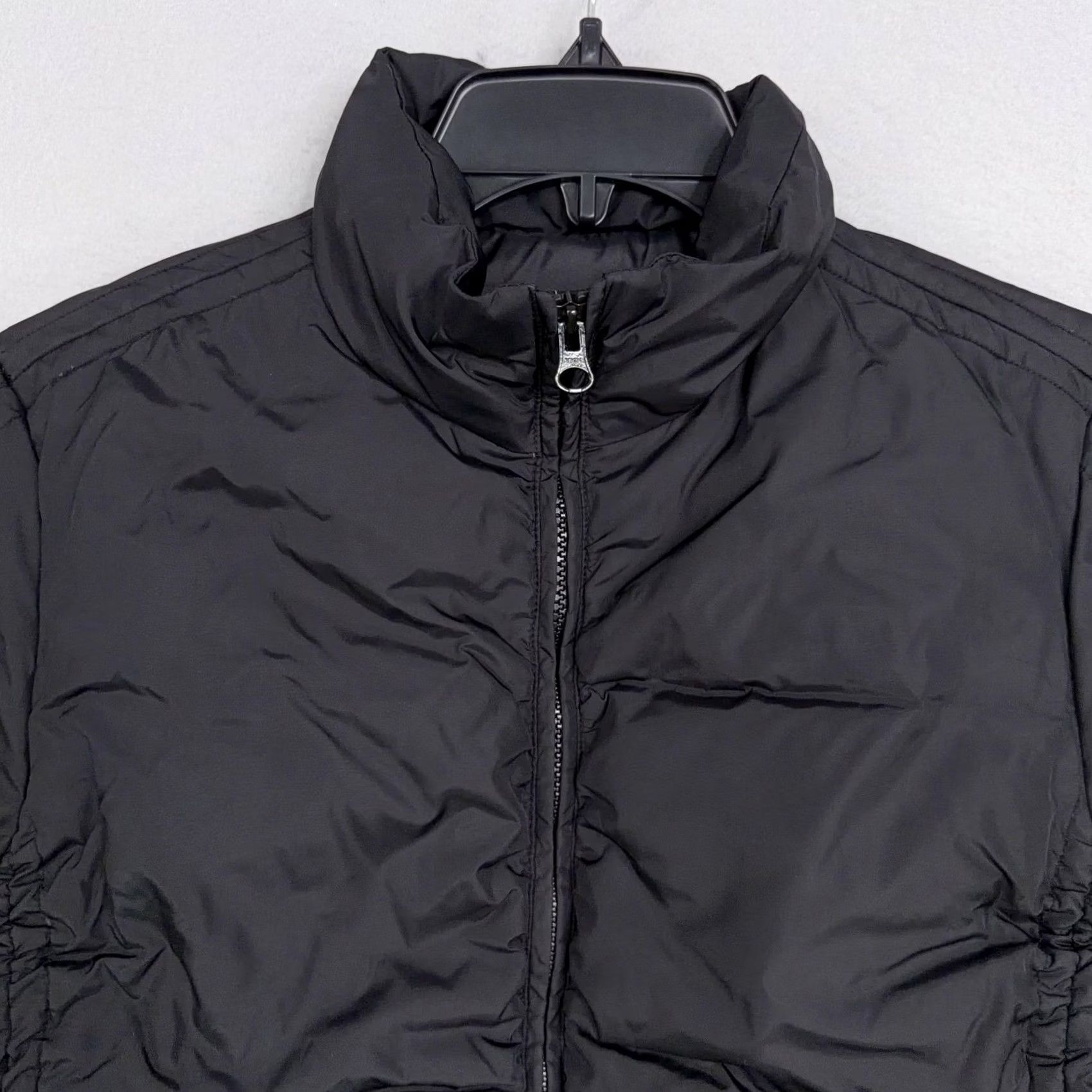 Vintage MODA INTERNATIONAL Womens Small Black Down Puffer Quilted Zip Jacket Size S / US 4 / IT 40 - 2 Thumbnail