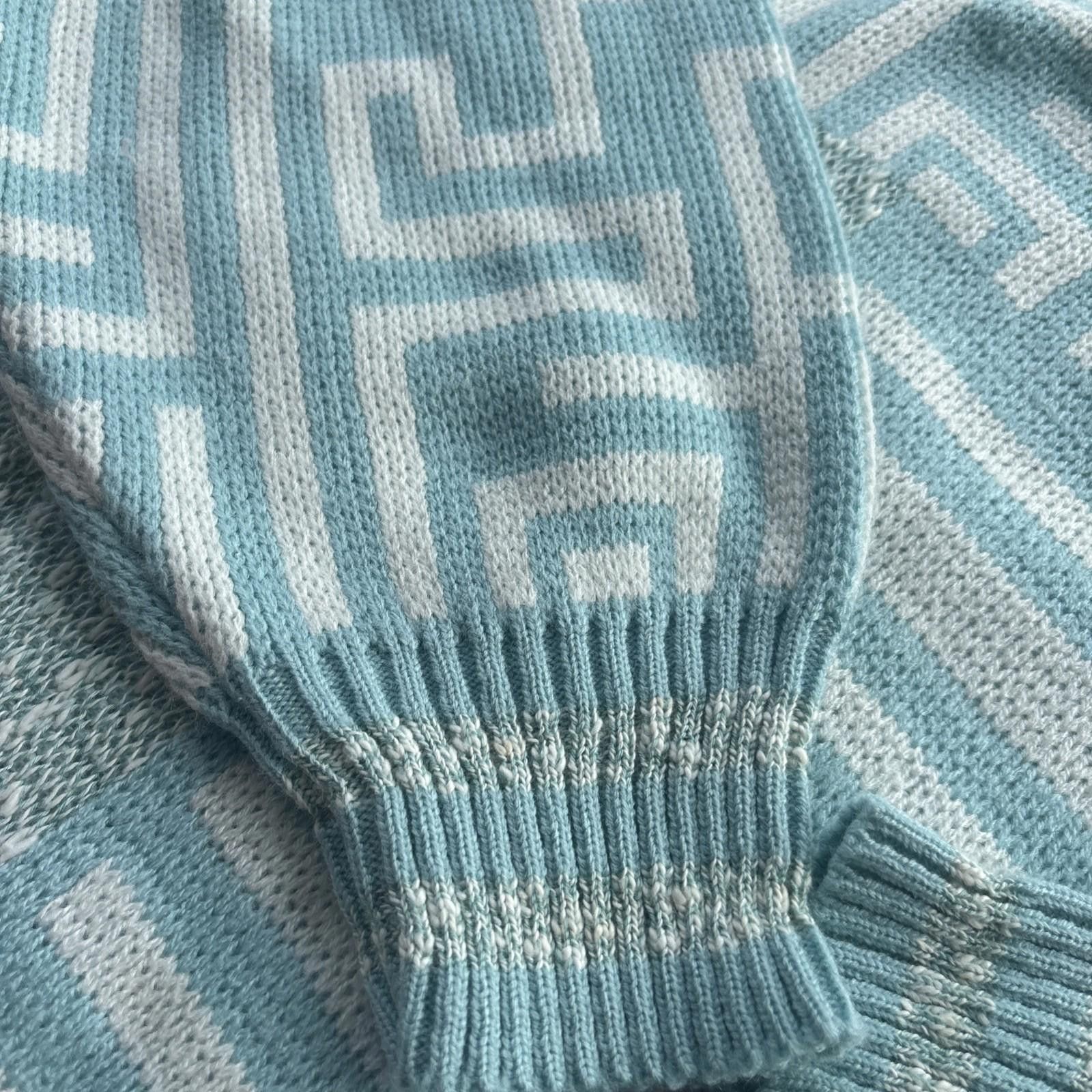 Other In Private Preppy Sweater Vintage Blue White Pattern Knit Size M / US 6-8 / IT 42-44 - 5 Thumbnail