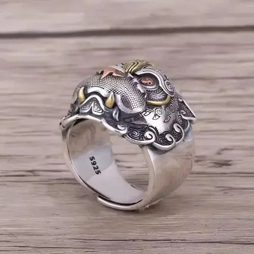 Jewelry × Sterling Silver Dragon Ring Adjustable 925 Sterling Silver Size ONE SIZE - 2 Thumbnail
