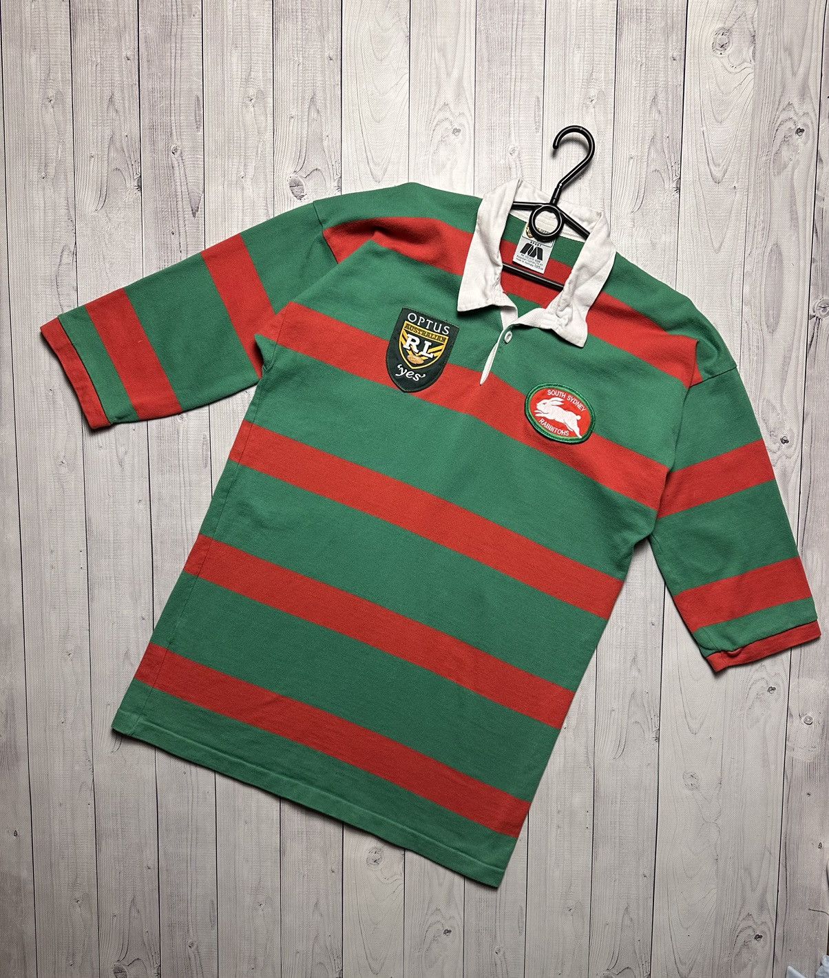 Vintage Vintage rugby jersey Optus South Sydney Rabbitohs striped | Grailed