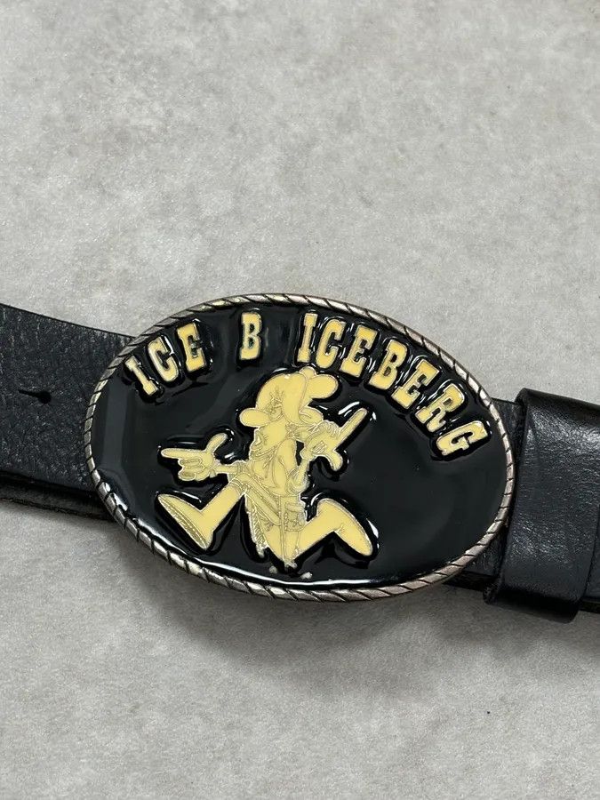 Iceberg Iceberg Black Vintage Logo Buckle Leather Belt Size ONE SIZE - 4 Thumbnail