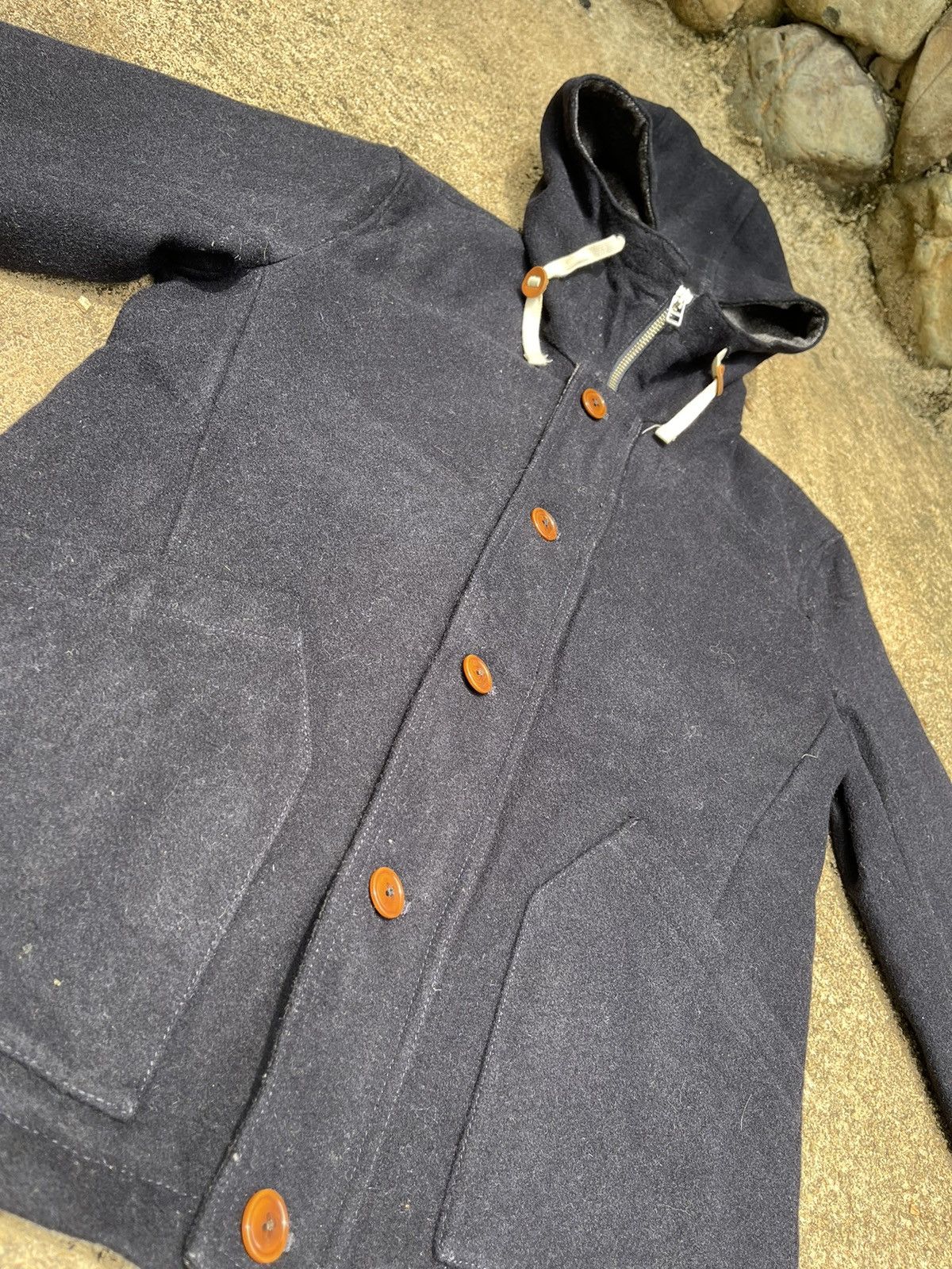 Beams Plus BEAMS Navy Hooded Wool Jacket (Size S) Size US S / EU 44-46 / 1 - 4 Thumbnail