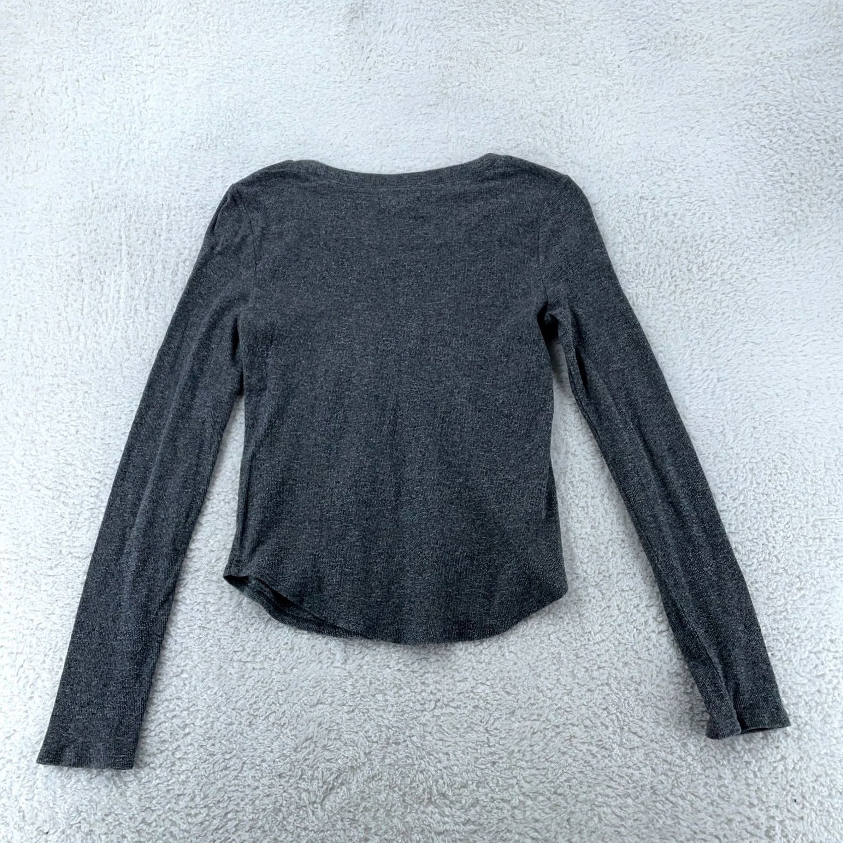 Madewell Madewell T-Shirt Womens Small Gray Cropped Long Sleeve Round Neck Size S / US 4 / IT 40 - 5 Thumbnail