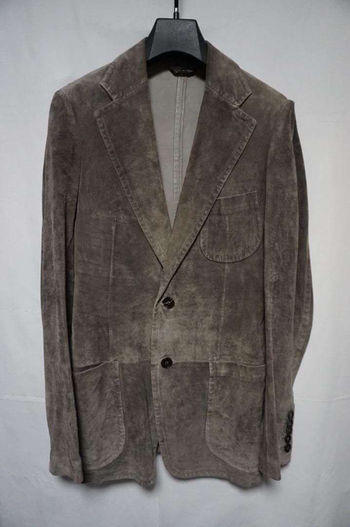 Gucci GUCCI Suede Leather Tailored Jacket Gray 44 Size US S / EU 44-46 / 1 - 1 Thumbnail