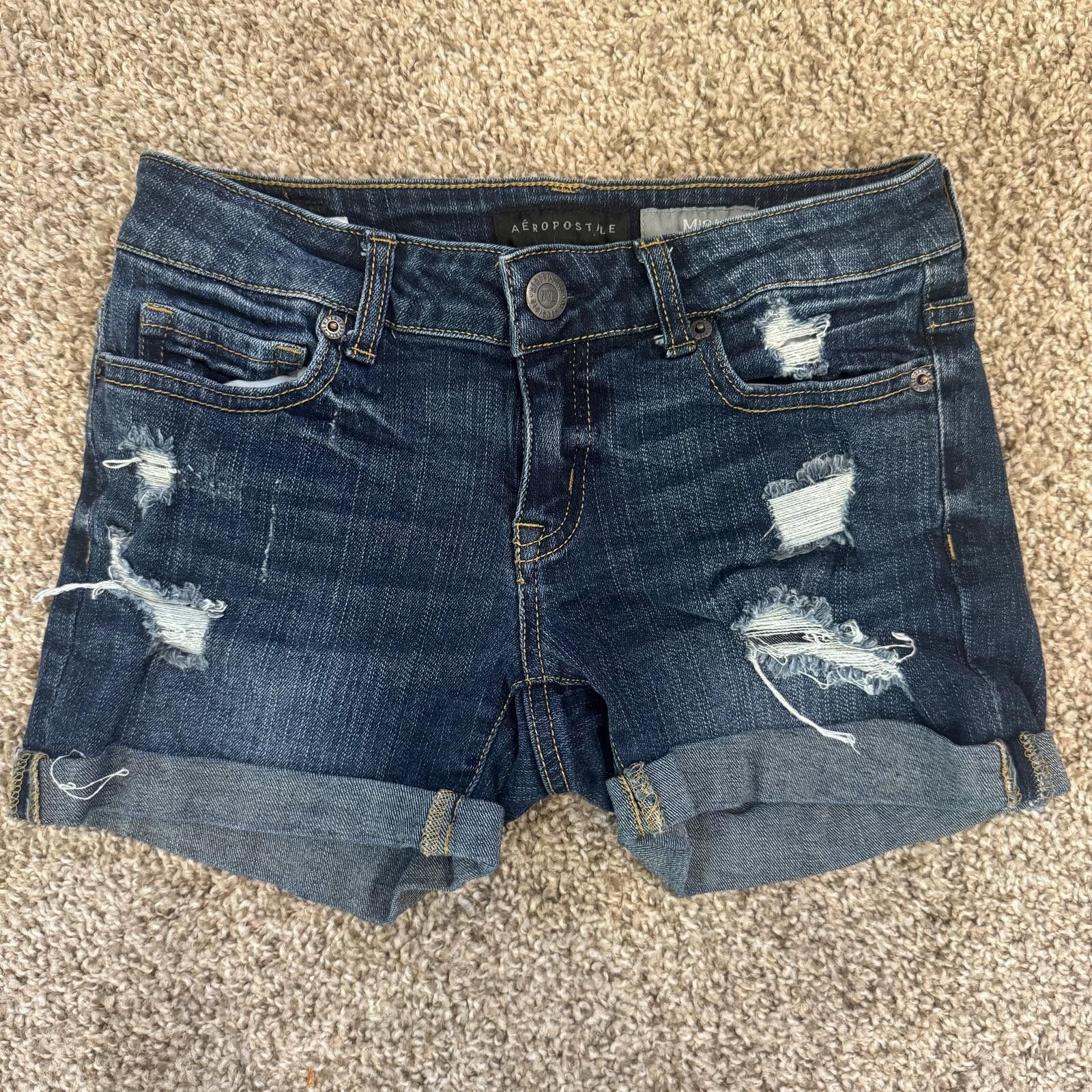 Aeropostale Aeropostale Midi Denim Shorts Size 00 Size 24" / US 00 / IT 34 - 1 Thumbnail