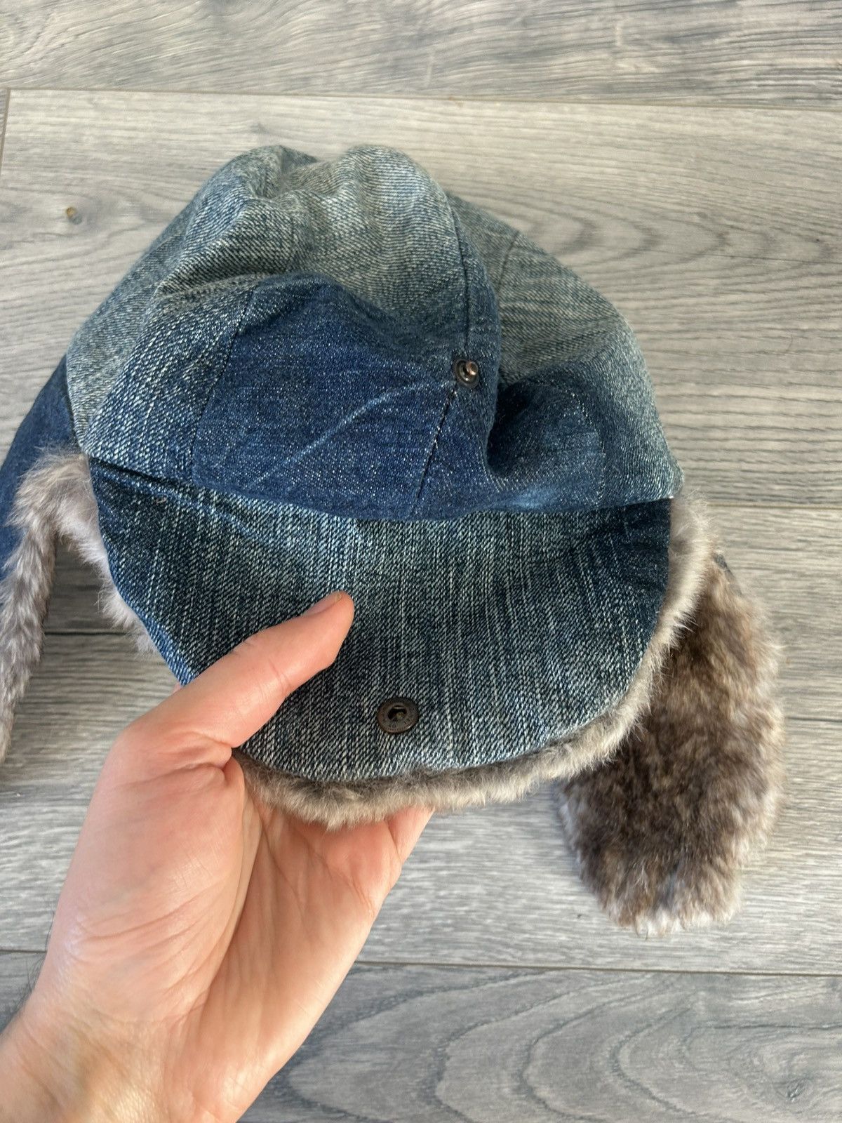 Dolce & Gabbana Dolce & Gabbana Denim & Rabbit Fur Trapper Hat Size ONE SIZE - 8 Thumbnail