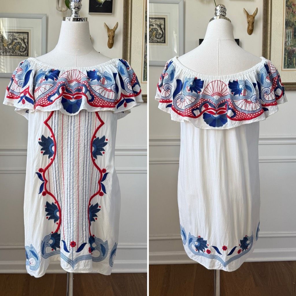 Red Carter Revolve Red Carter Off Shoulder Shift Dress Embroidered M Size M / US 6-8 / IT 42-44 - 2 Thumbnail