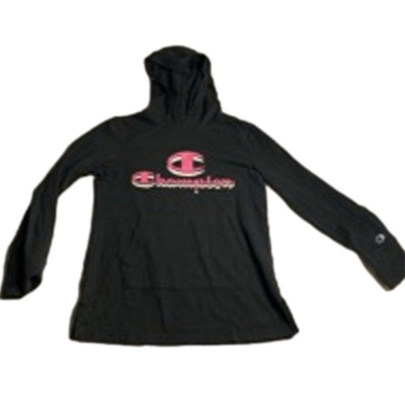 Champion Y2K Streetwear Black Champion Hoodie Pink Logo Pullover M Size S / US 4 / IT 40 - 2 Thumbnail