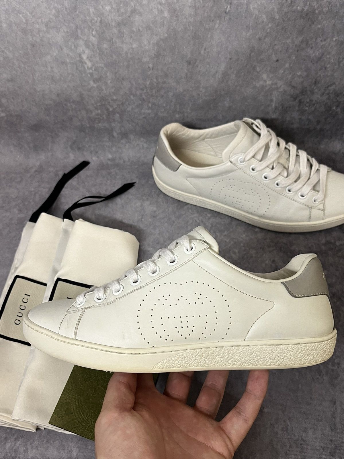 Gucci Cappuccino Fabric And Suede Sneakers | Grailed