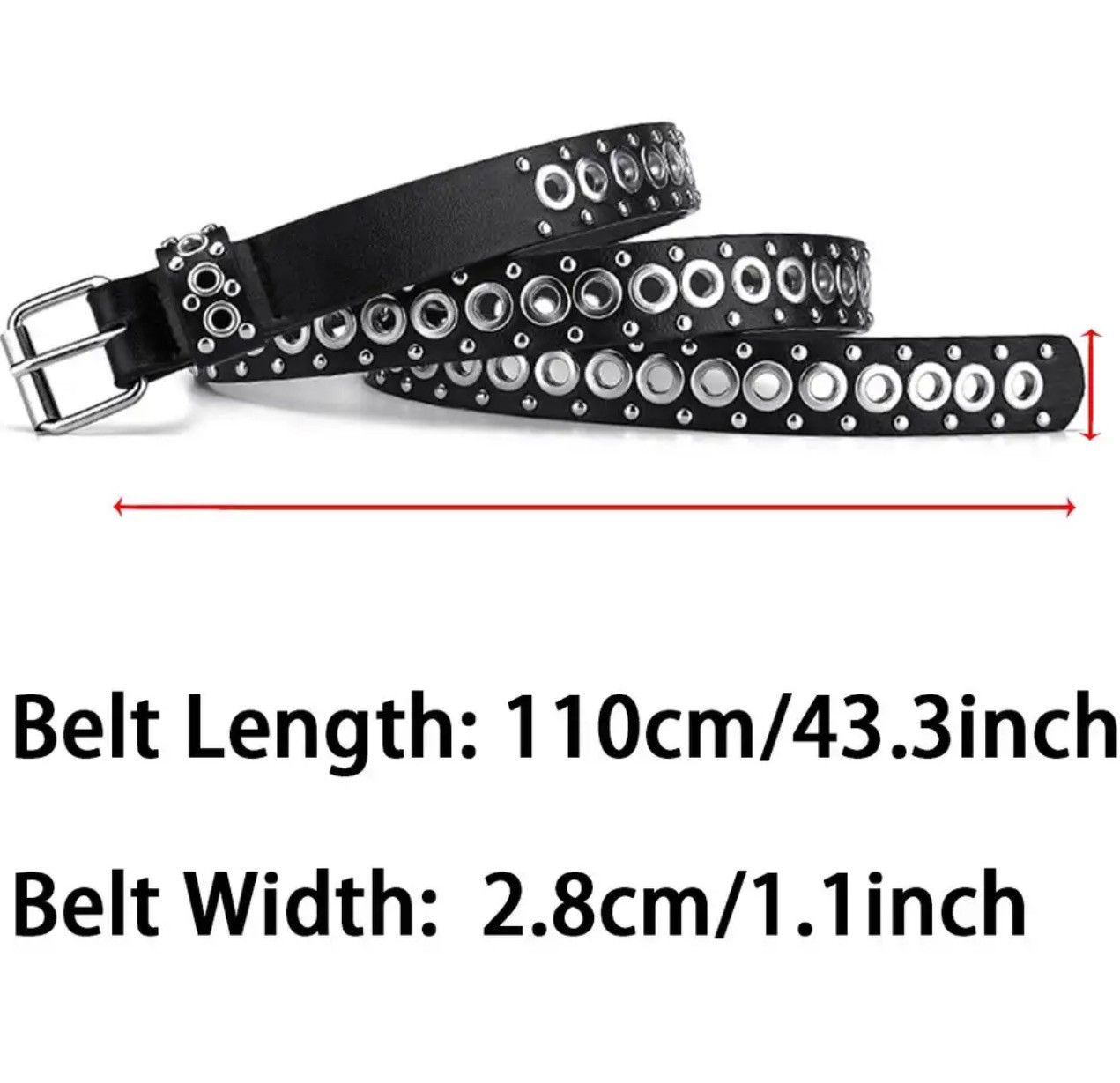 Vintage Fashionable Rivet Thin Belt Size ONE SIZE - 4 Thumbnail