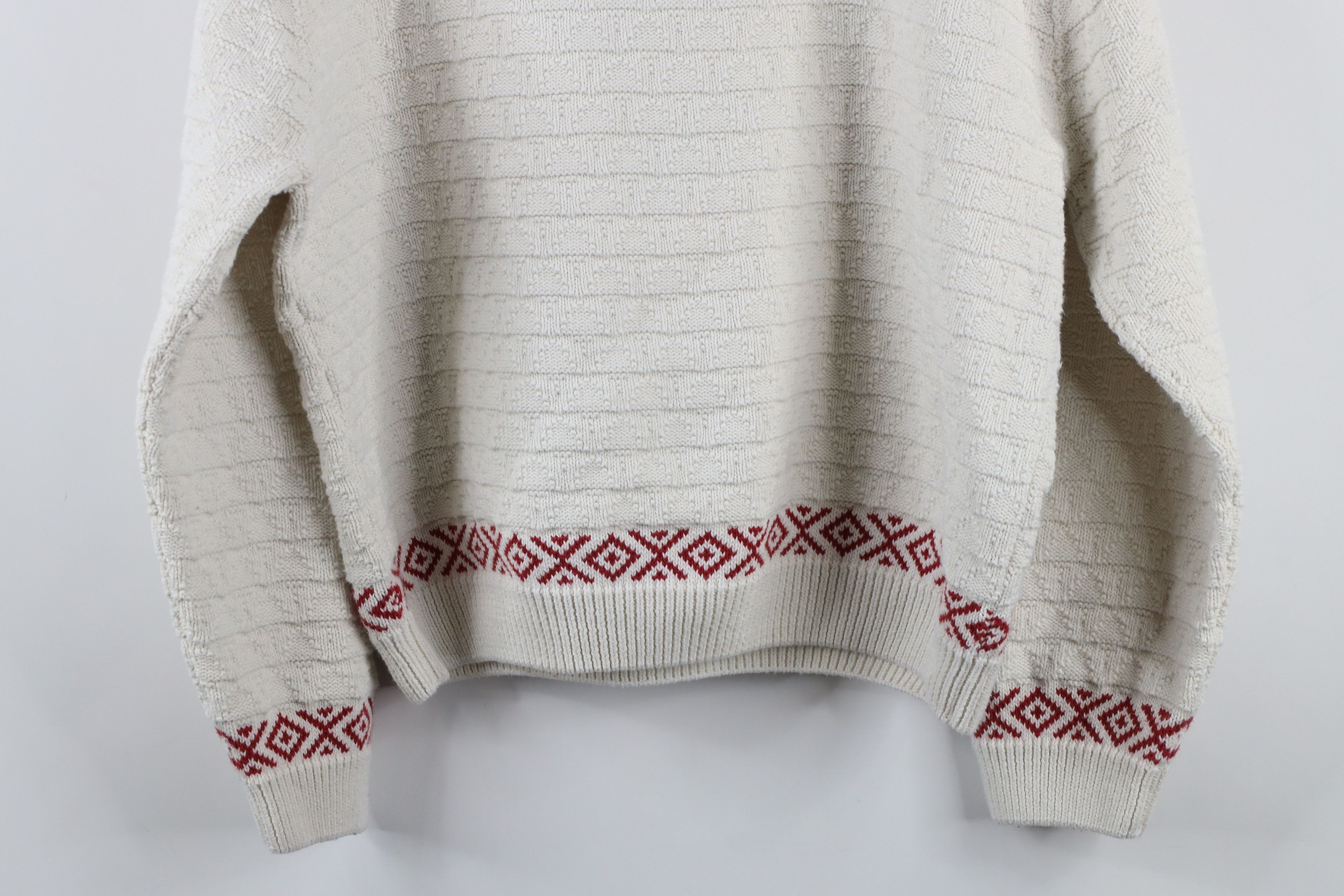 Cabelas × Vintage Vintage 90s Cabelas Horse Equestrian Knit Sweater Cream Size L / US 10 / IT 46 - 11 Thumbnail