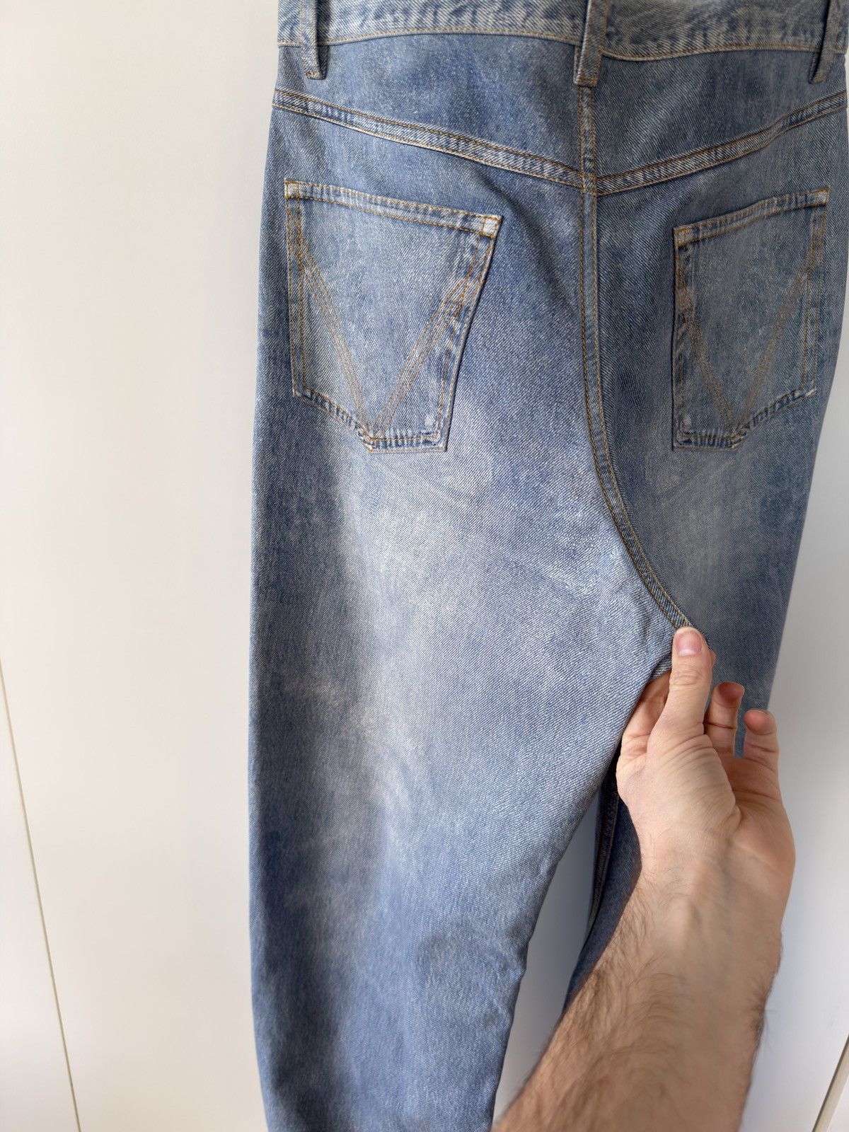 Bottega Veneta BNWT Light Blue Printed Denim Leather Straight Leg Pants 50 Size US 34 / EU 50 - 12 Thumbnail