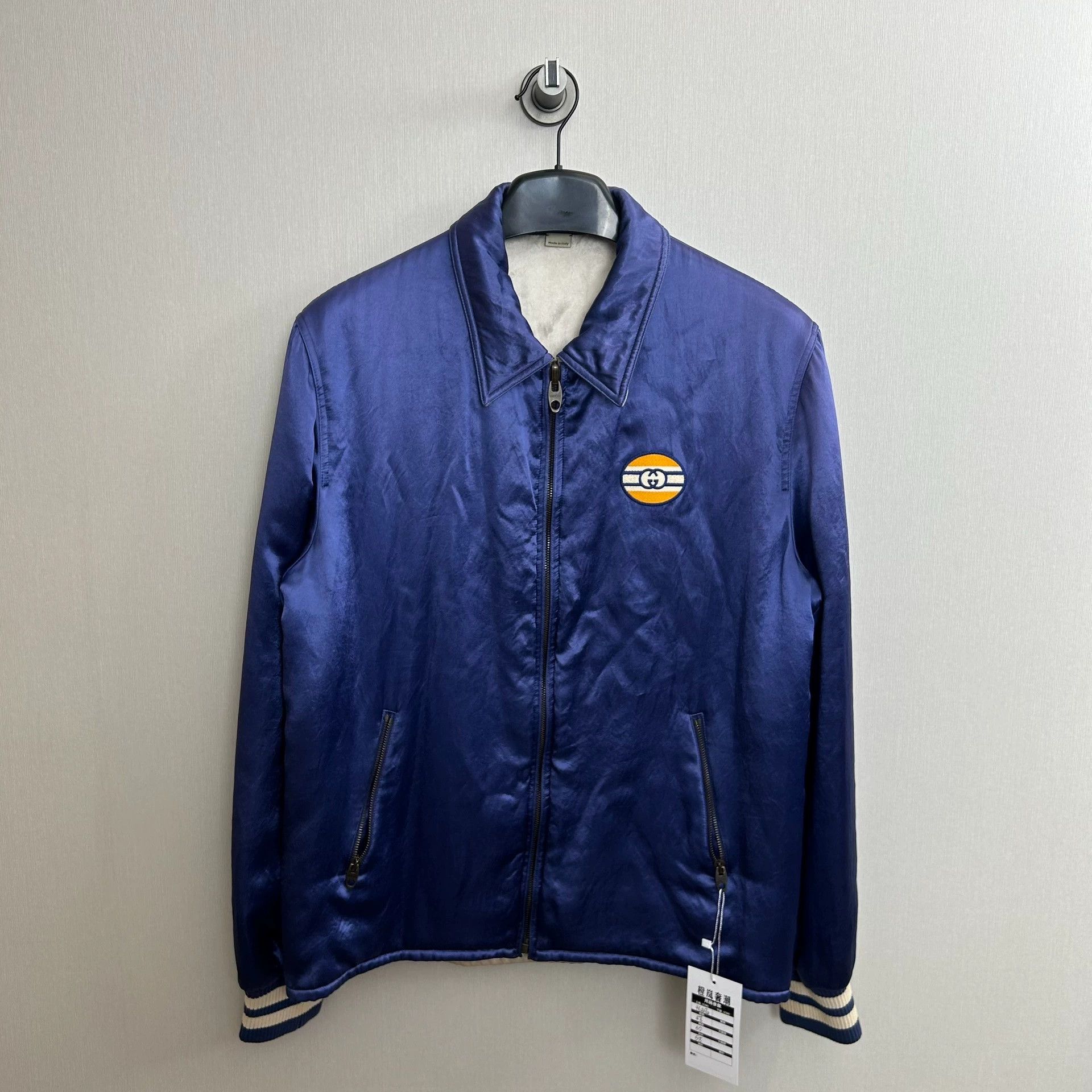 gucci silk reversible bomber jacket size 46
